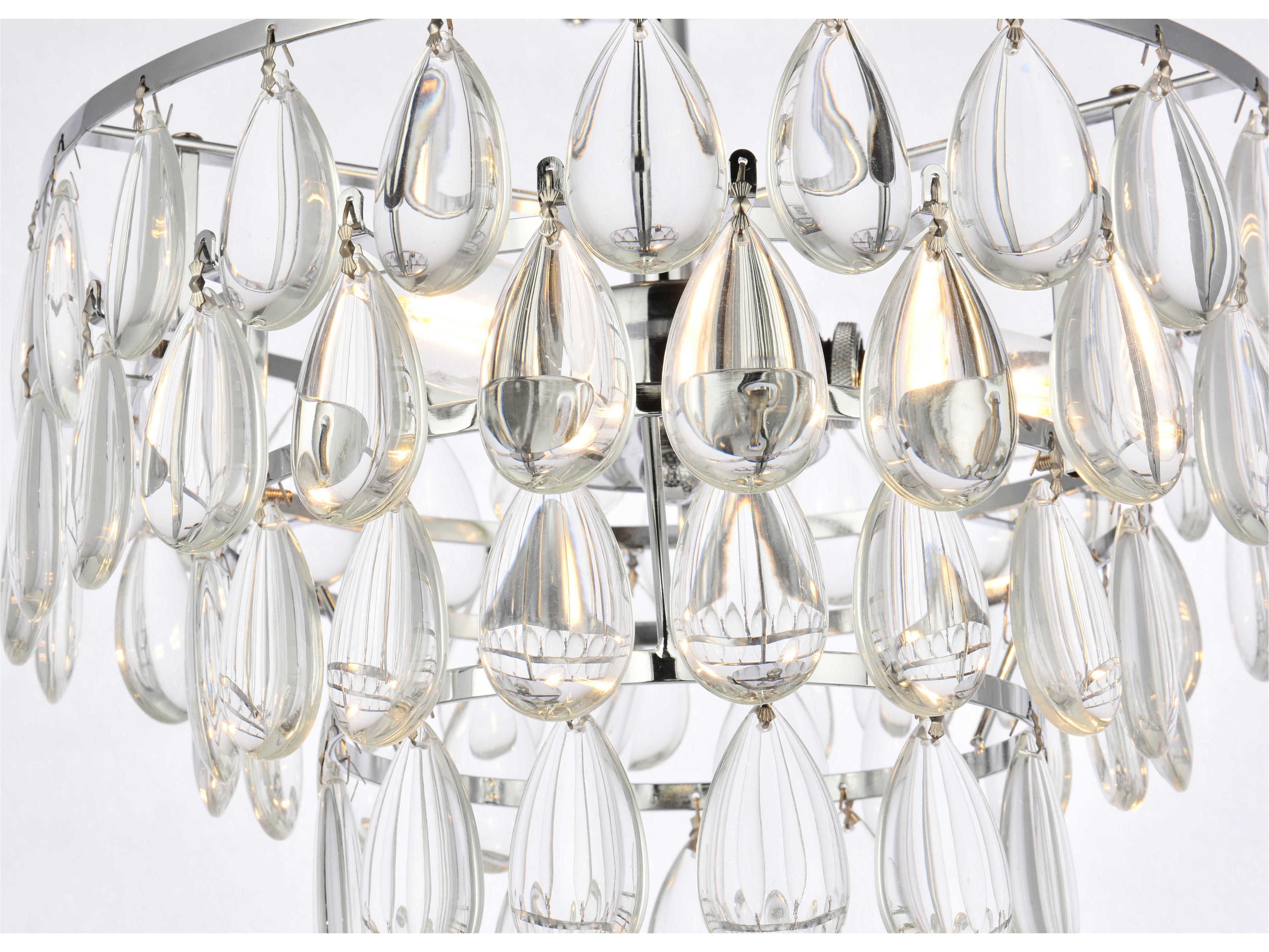 Elegant Lighting Mila 3-Light Chrome Crystal Semi Flush Mount