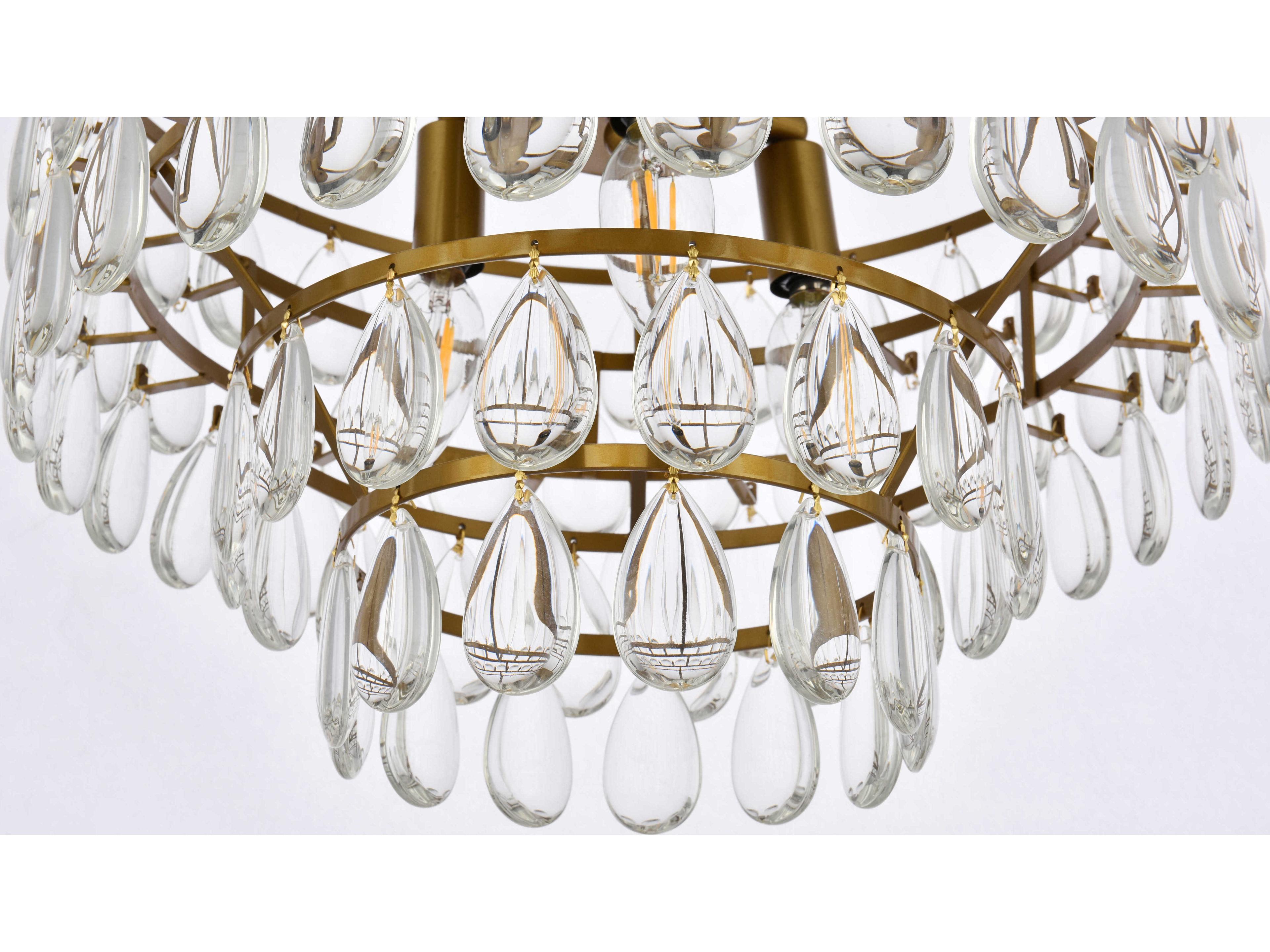 Elegant Lighting Mila 3-Light Brass Crystal Semi Flush Mount