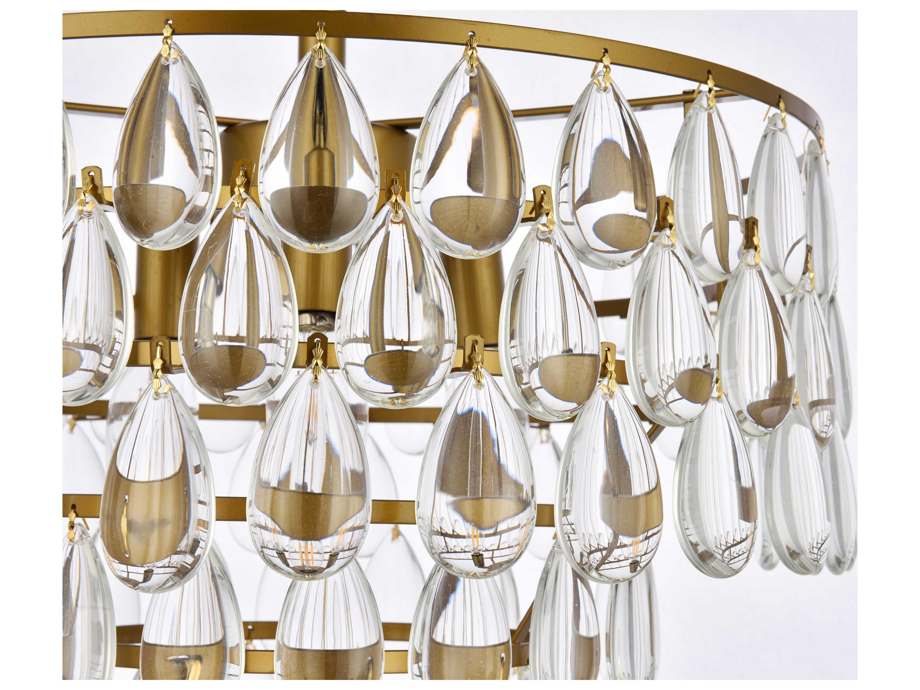 Elegant Lighting Mila 3-Light Brass Crystal Semi Flush Mount