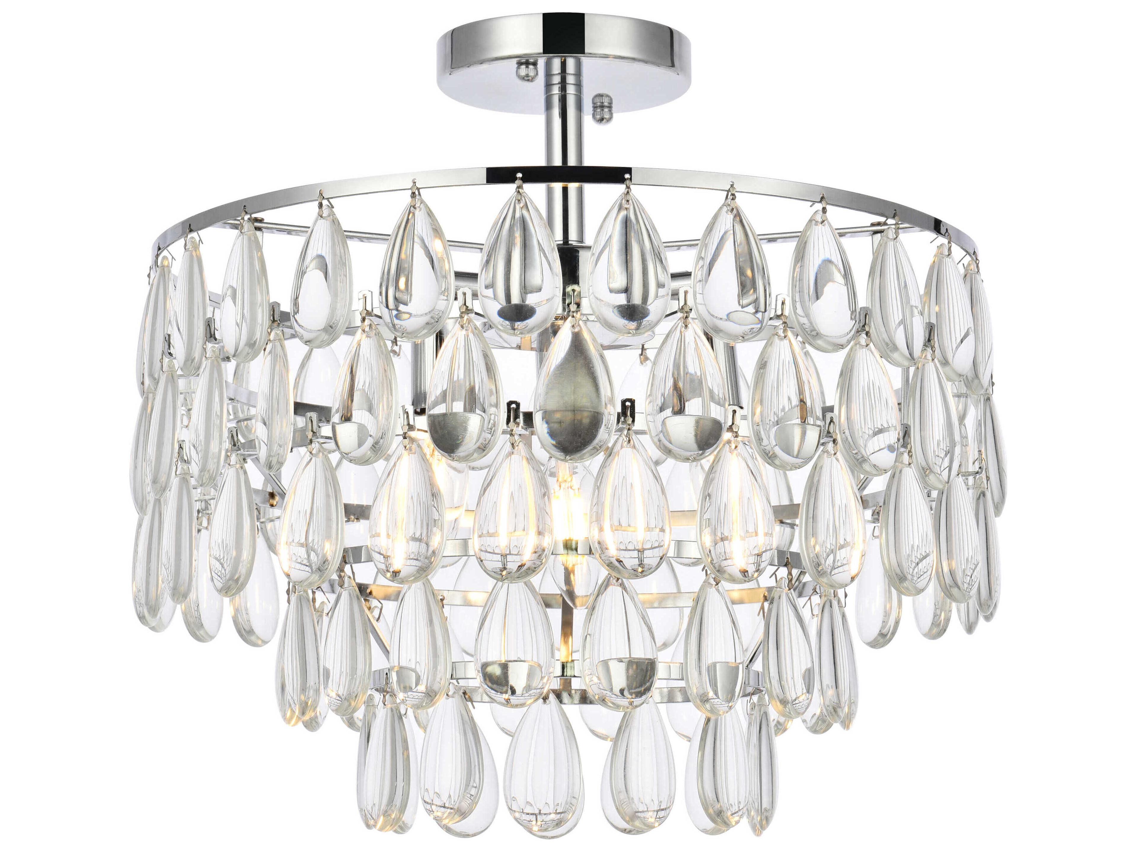 Mila 3-Light Chrome Crystal Semi Flush Mount