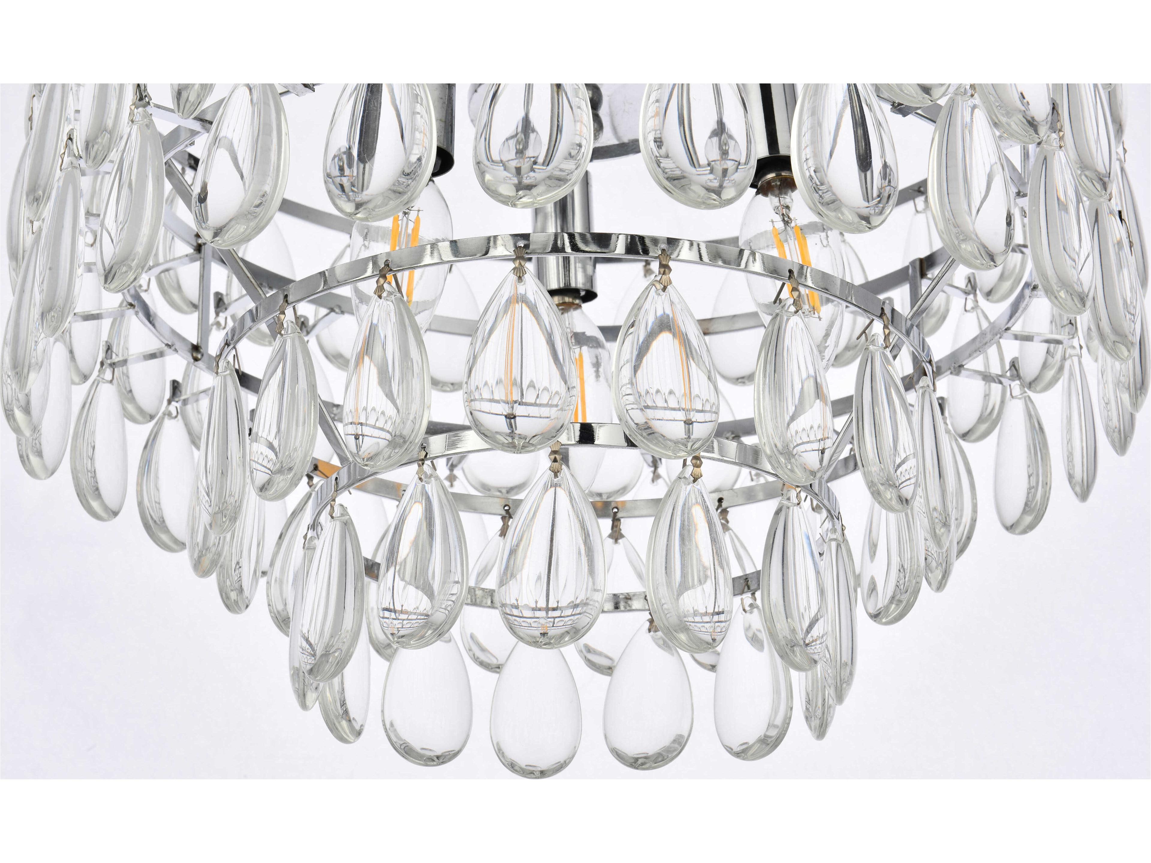 Elegant Lighting Mila 3-Light Chrome Crystal Semi Flush Mount