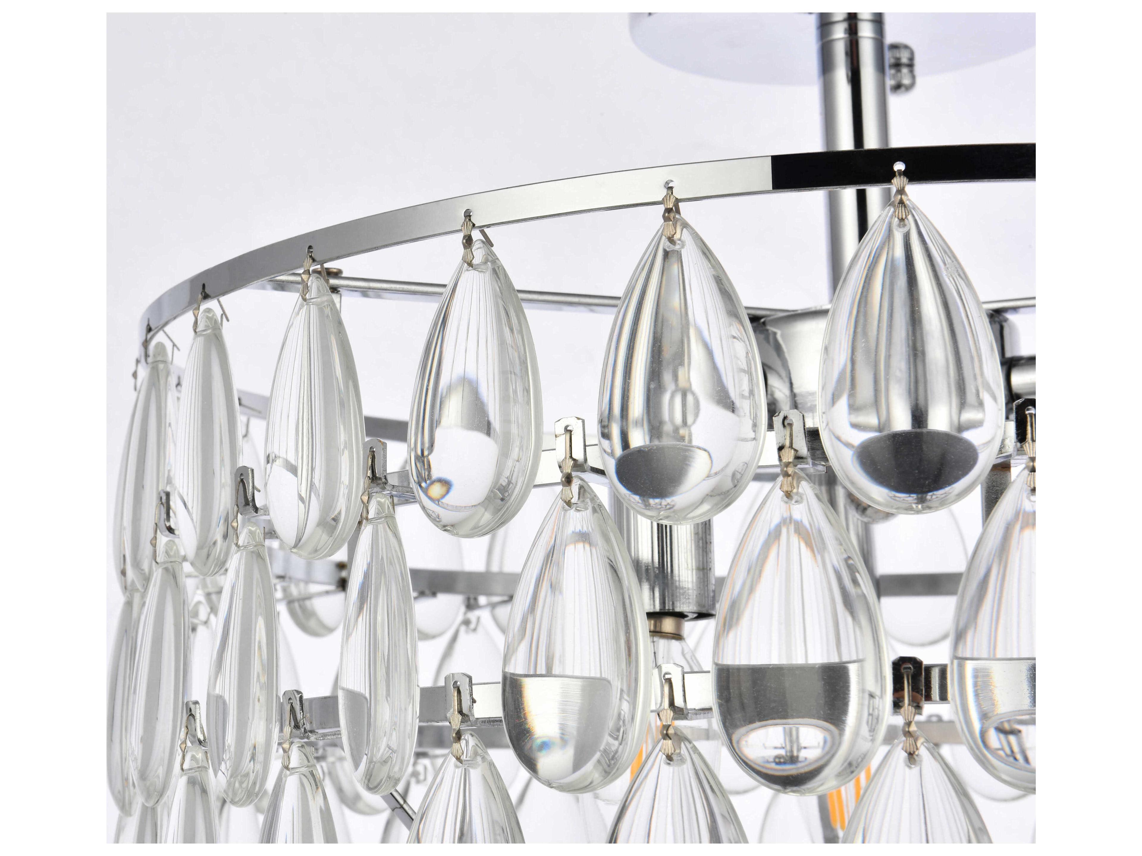 Elegant Lighting Mila 3-Light Chrome Crystal Semi Flush Mount
