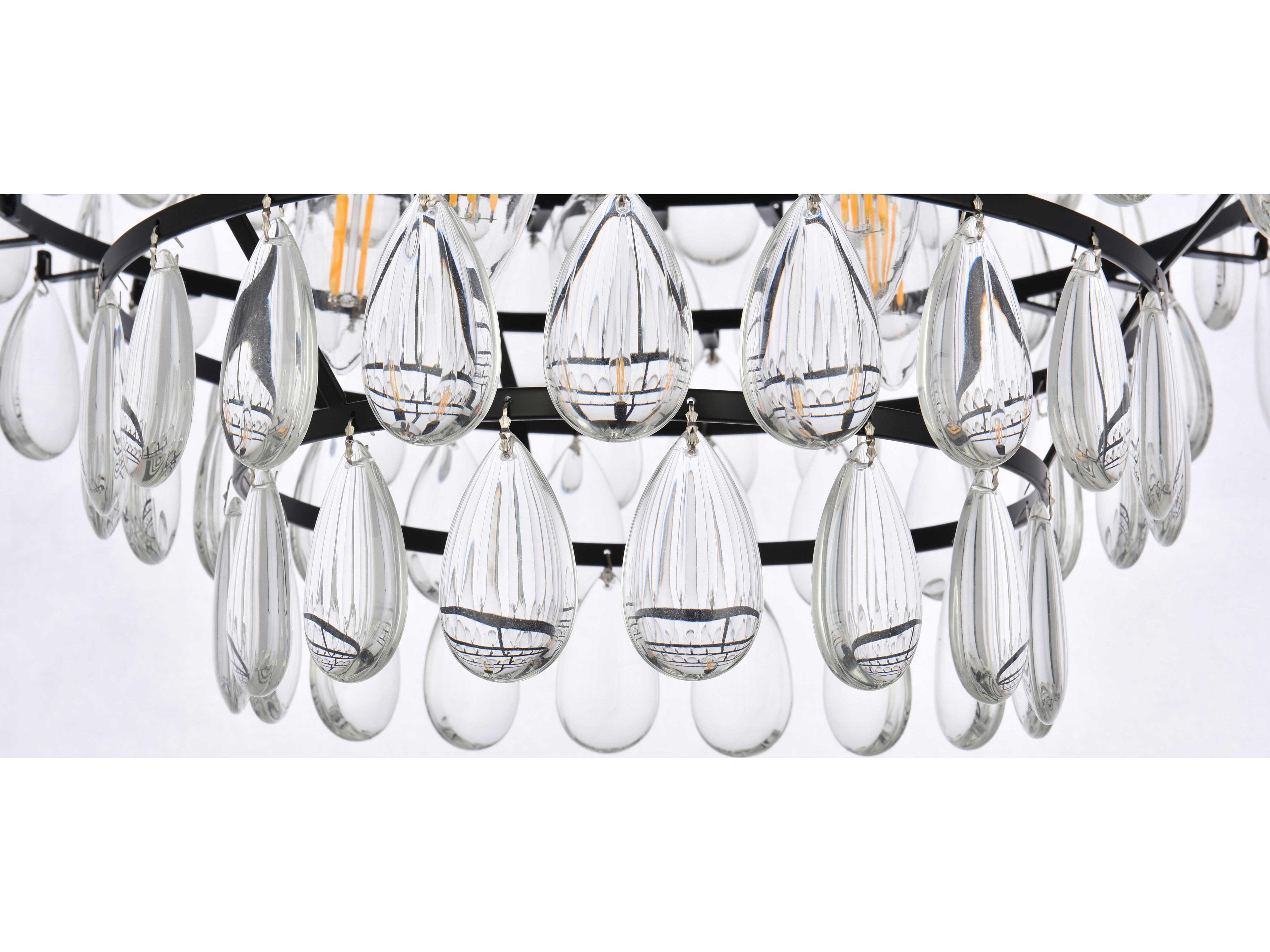 Elegant Lighting Mila 5-Light Black Crystal Semi Flush Mount