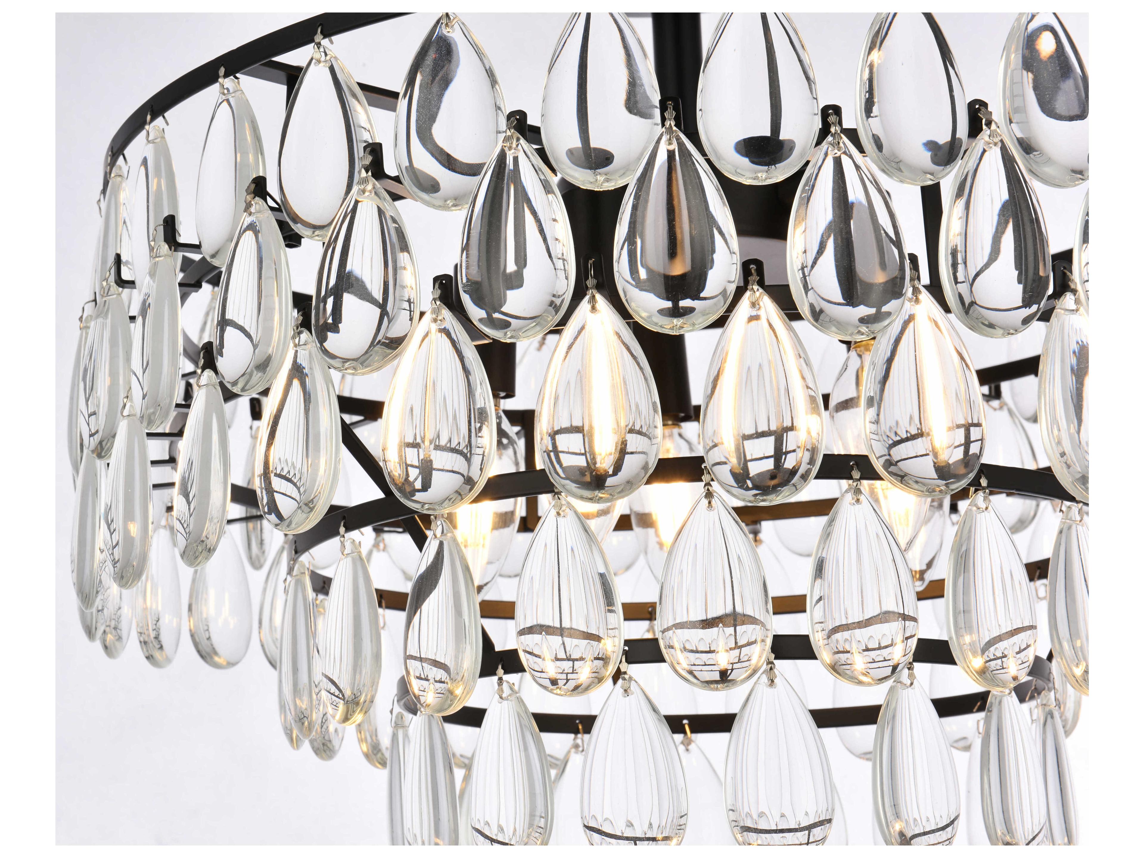 Elegant Lighting Mila 5-Light Black Crystal Semi Flush Mount