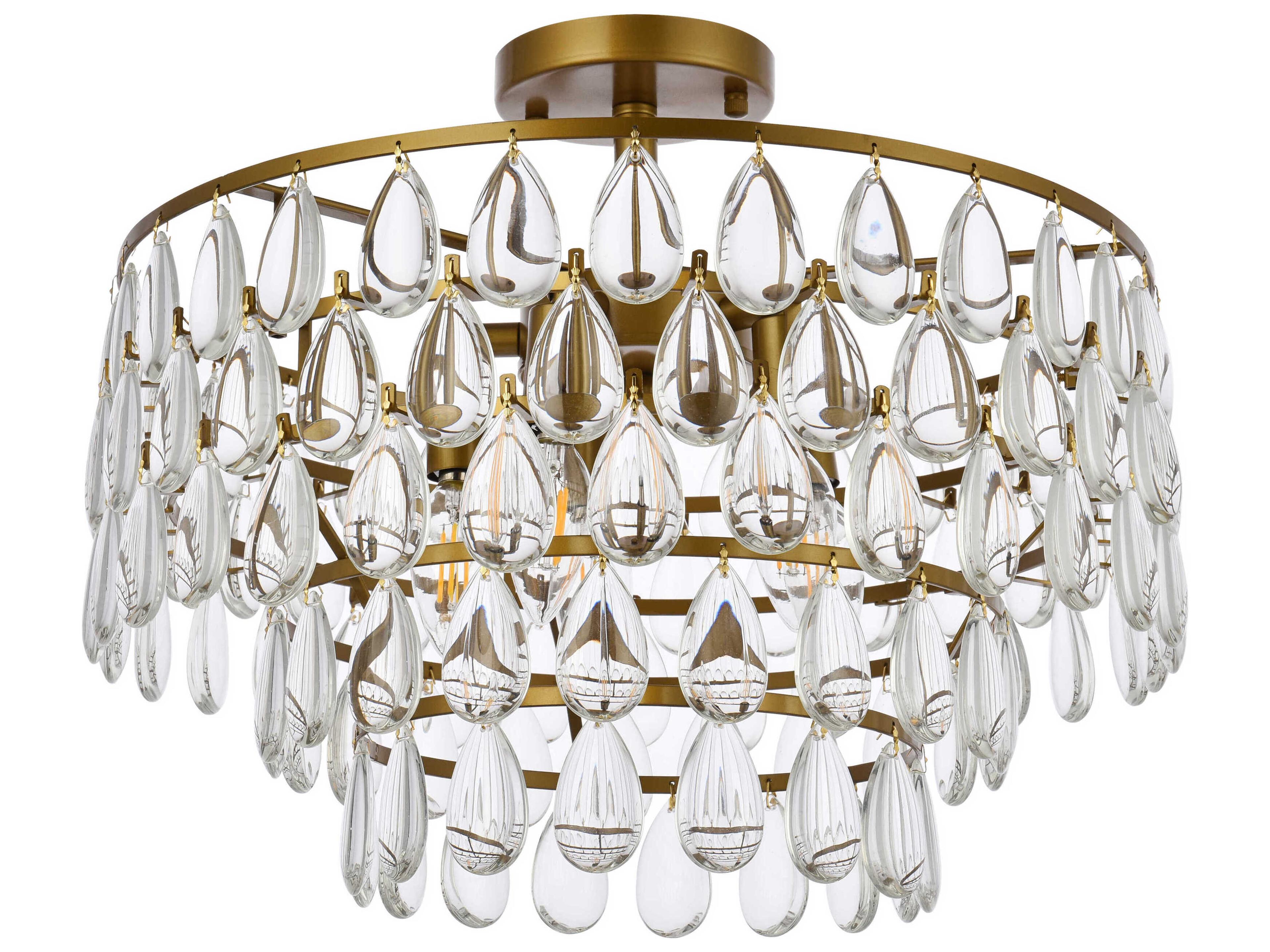 Elegant Lighting Mila 5-Light Brass Crystal Semi Flush Mount