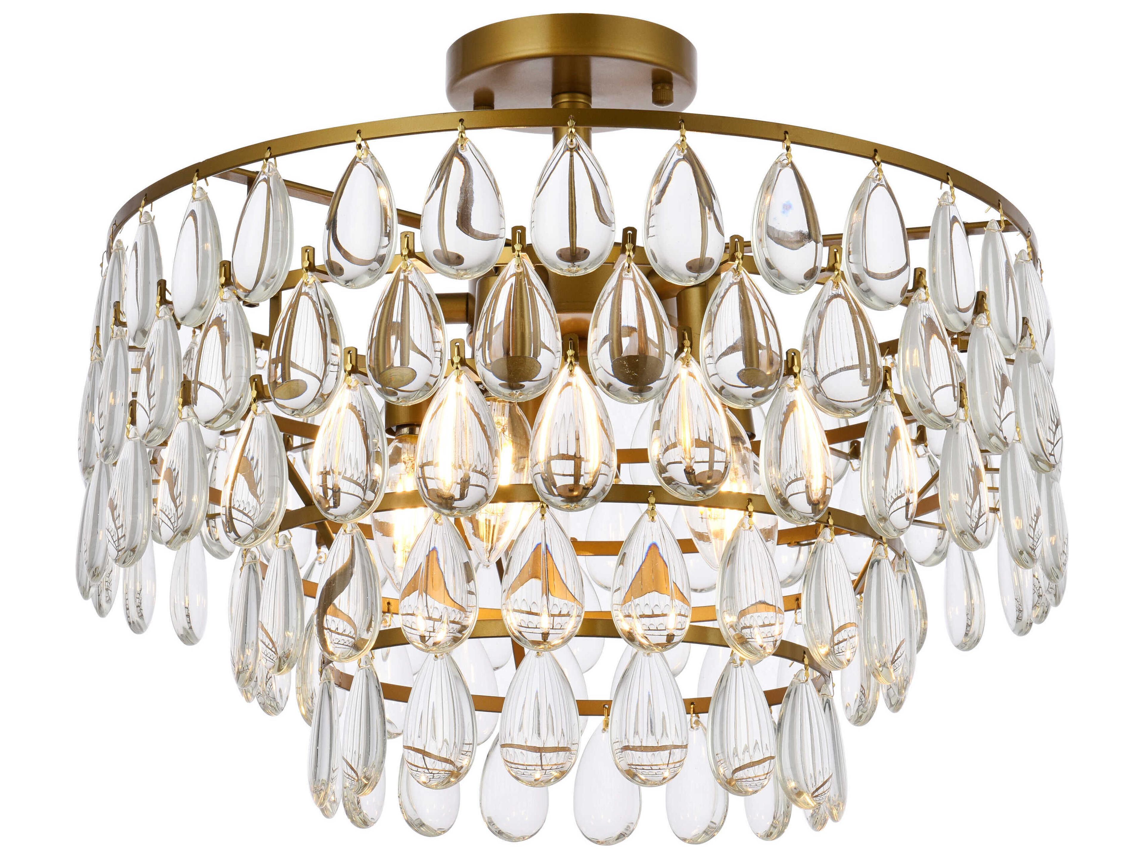 Elegant Lighting Mila 5-Light Brass Crystal Semi Flush Mount