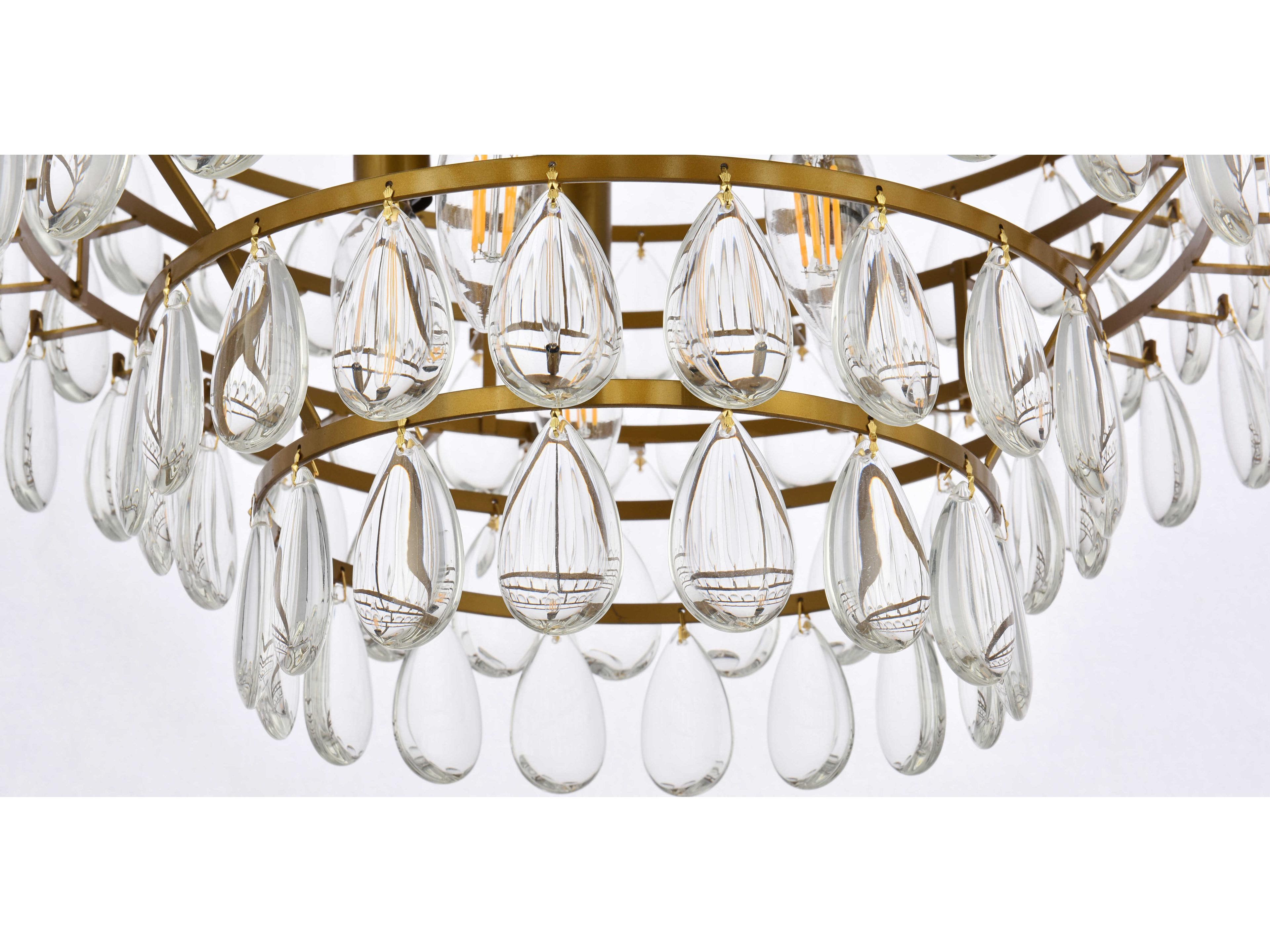 Elegant Lighting Mila 5-Light Brass Crystal Semi Flush Mount