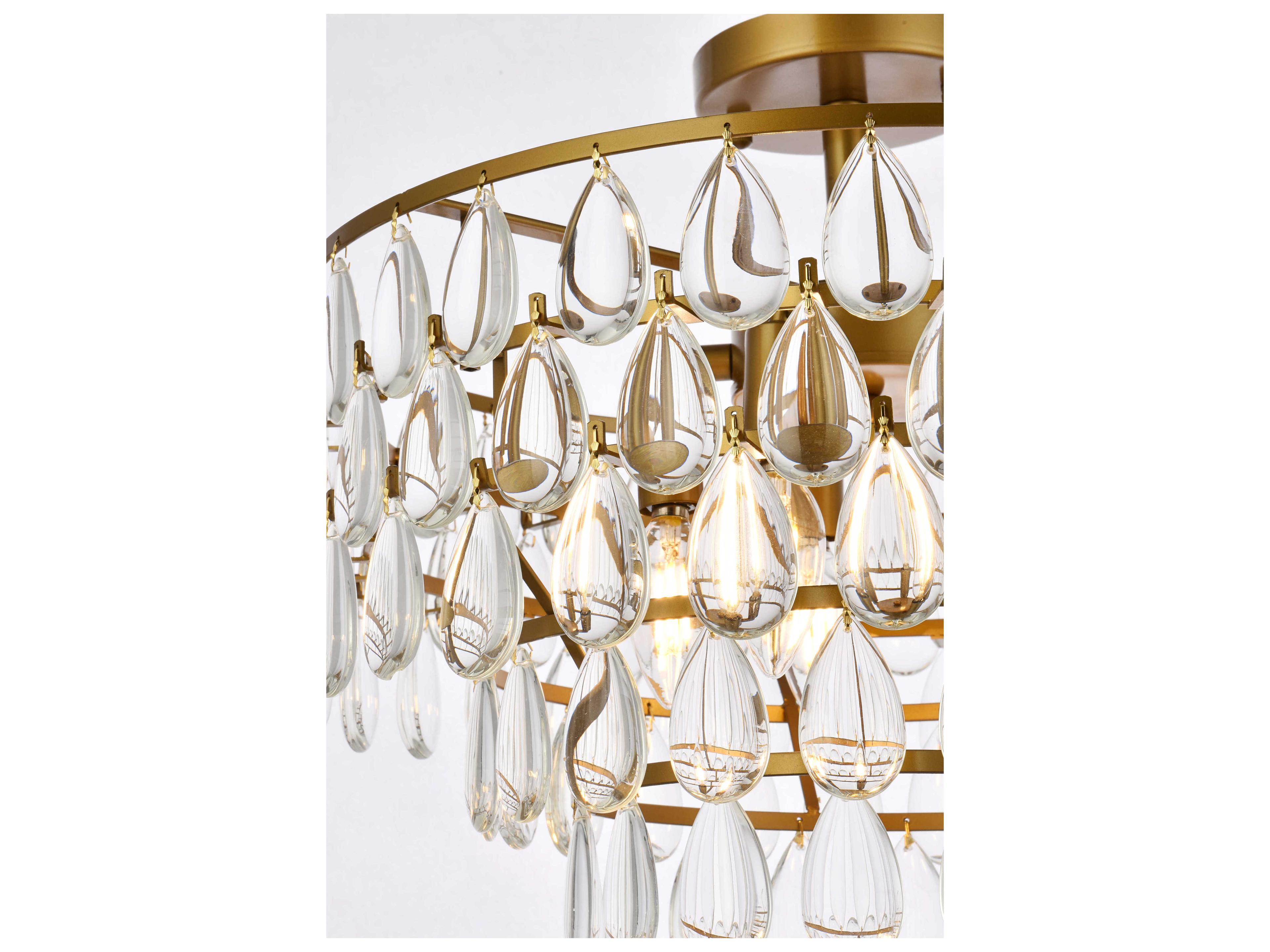 Elegant Lighting Mila 5-Light Brass Crystal Semi Flush Mount