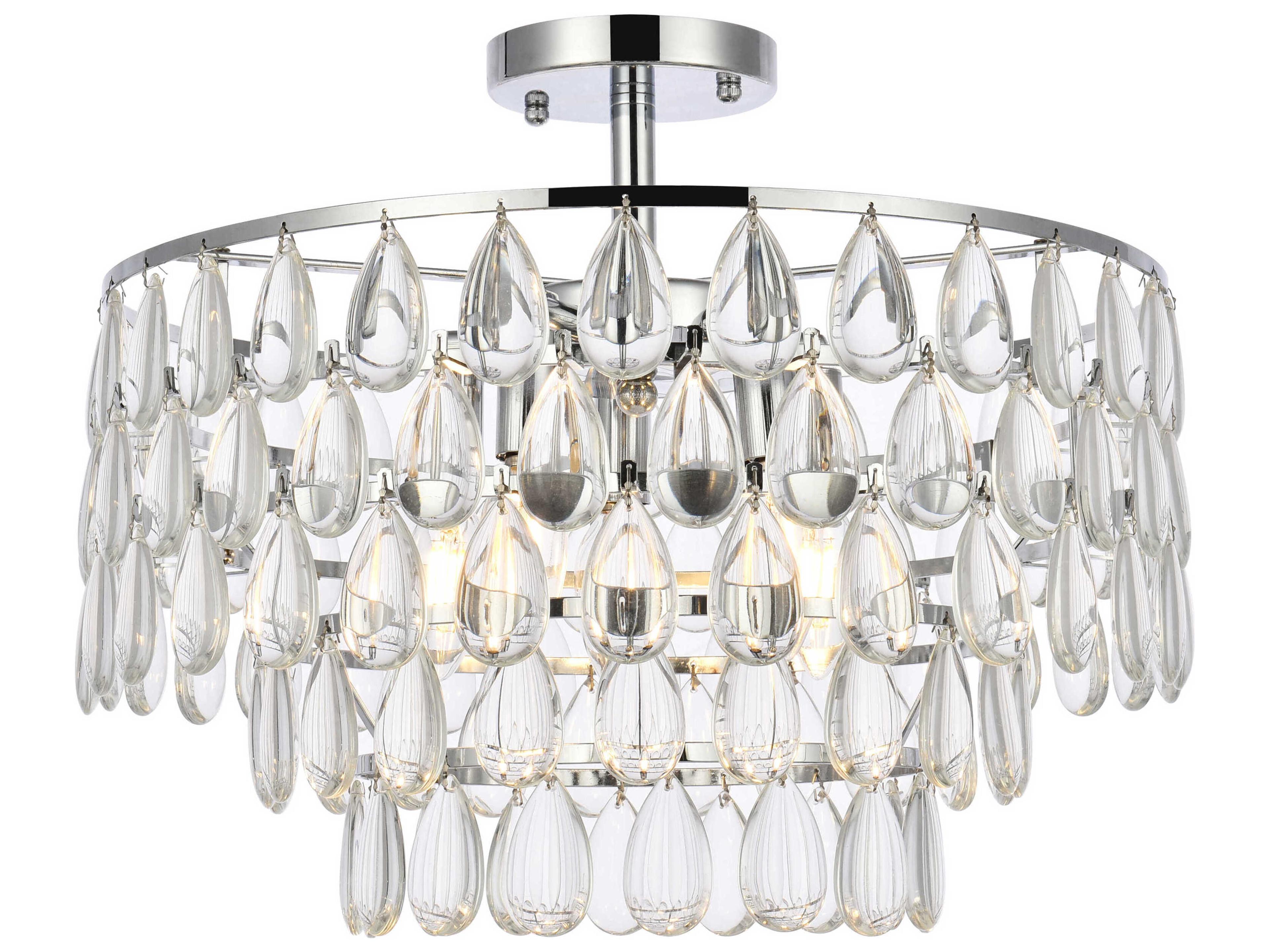 Mila 5-Light Chrome Crystal Semi Flush Mount