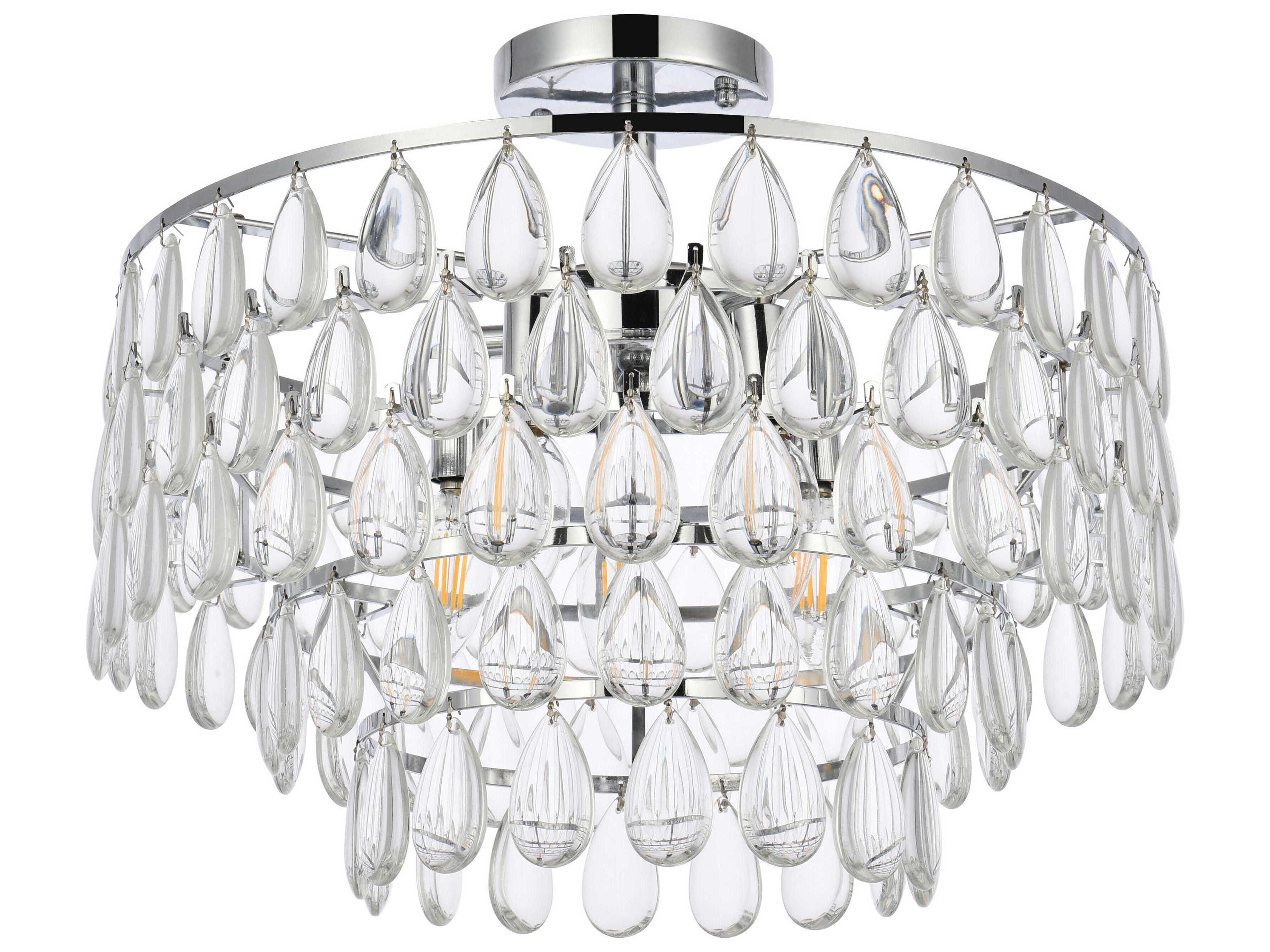 Elegant Lighting Mila 5-Light Chrome Crystal Semi Flush Mount