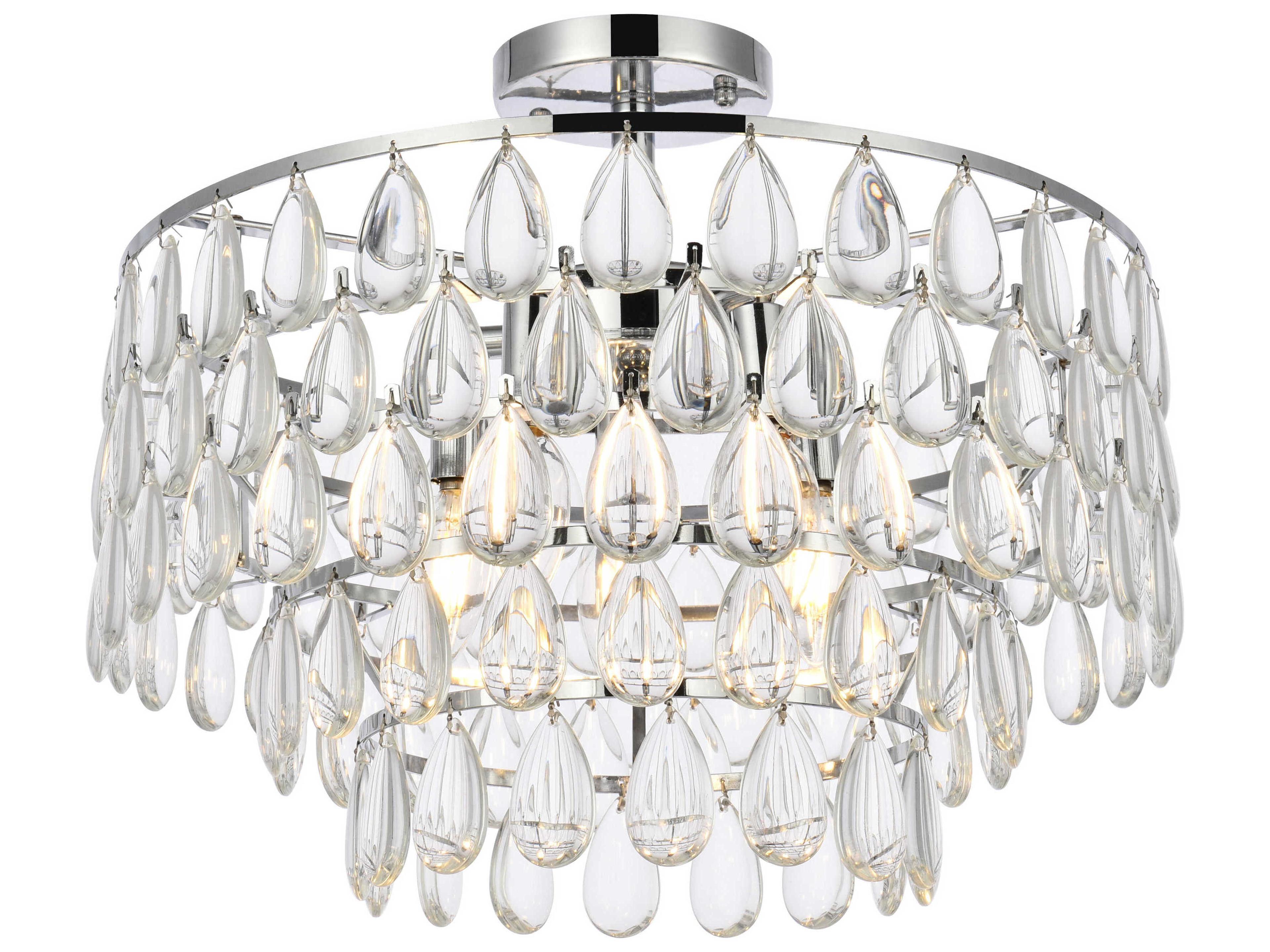 Elegant Lighting Mila 5-Light Chrome Crystal Semi Flush Mount