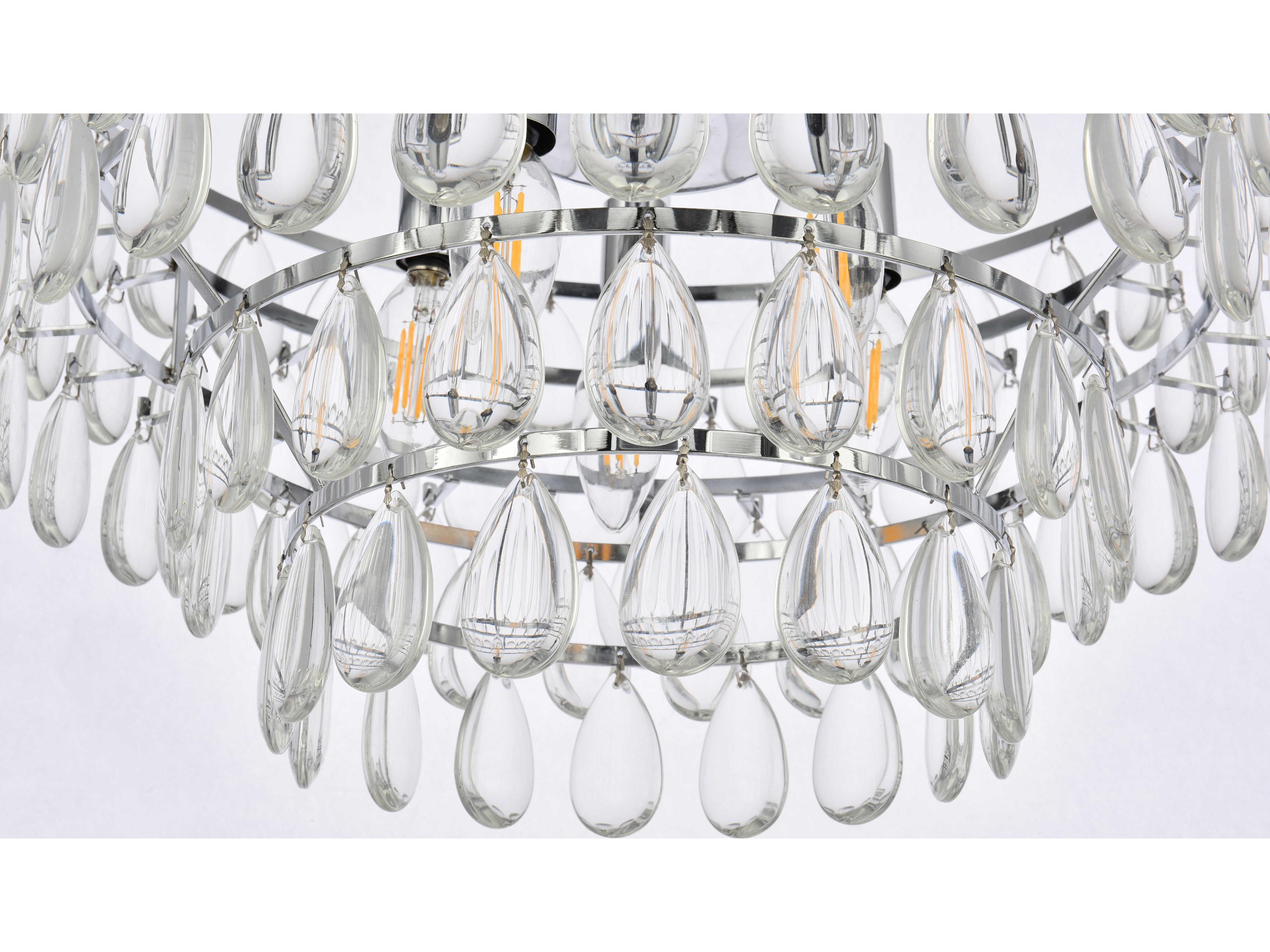 Elegant Lighting Mila 5-Light Chrome Crystal Semi Flush Mount