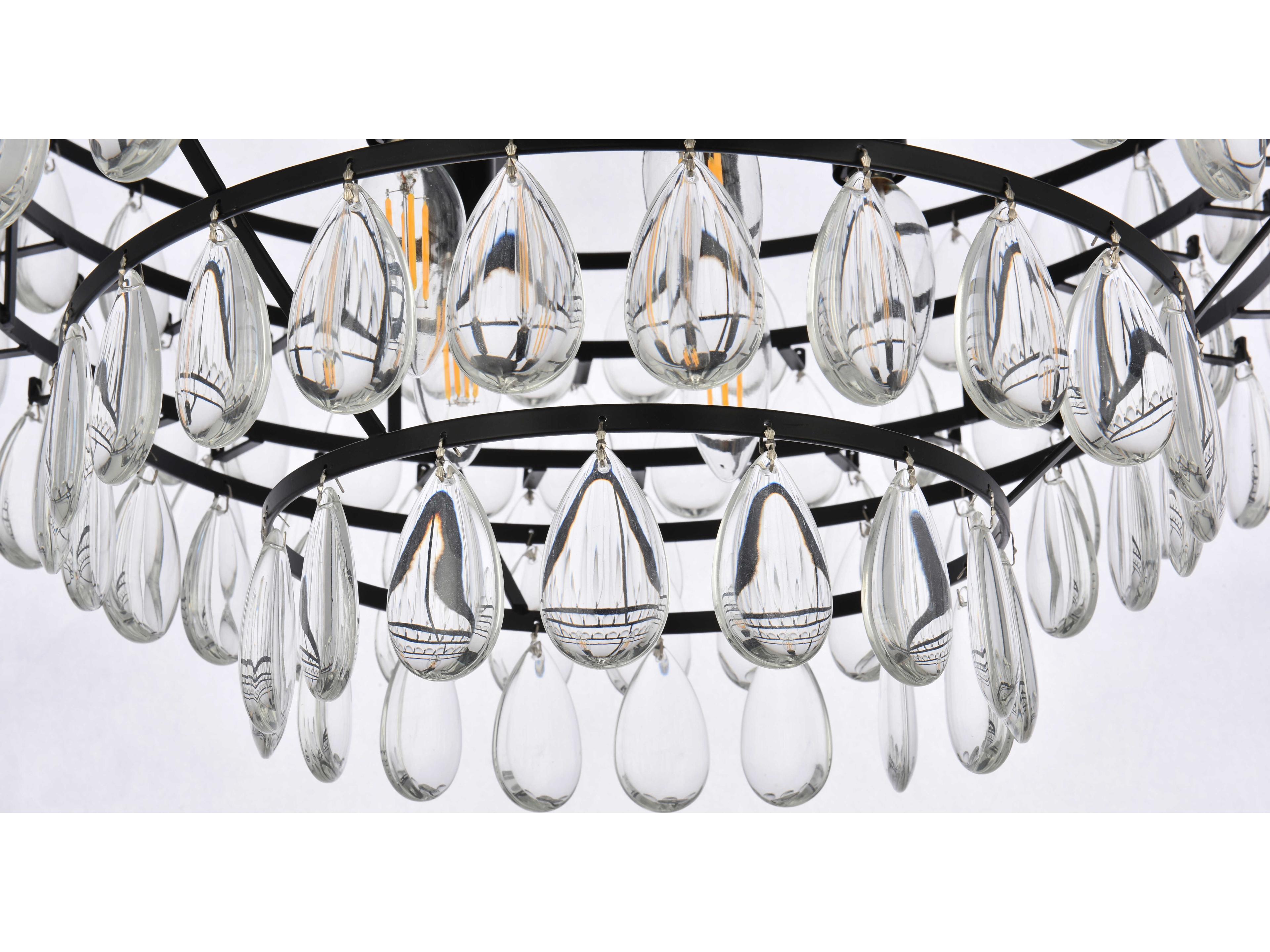Elegant Lighting Mila 5-Light Black Crystal Semi Flush Mount