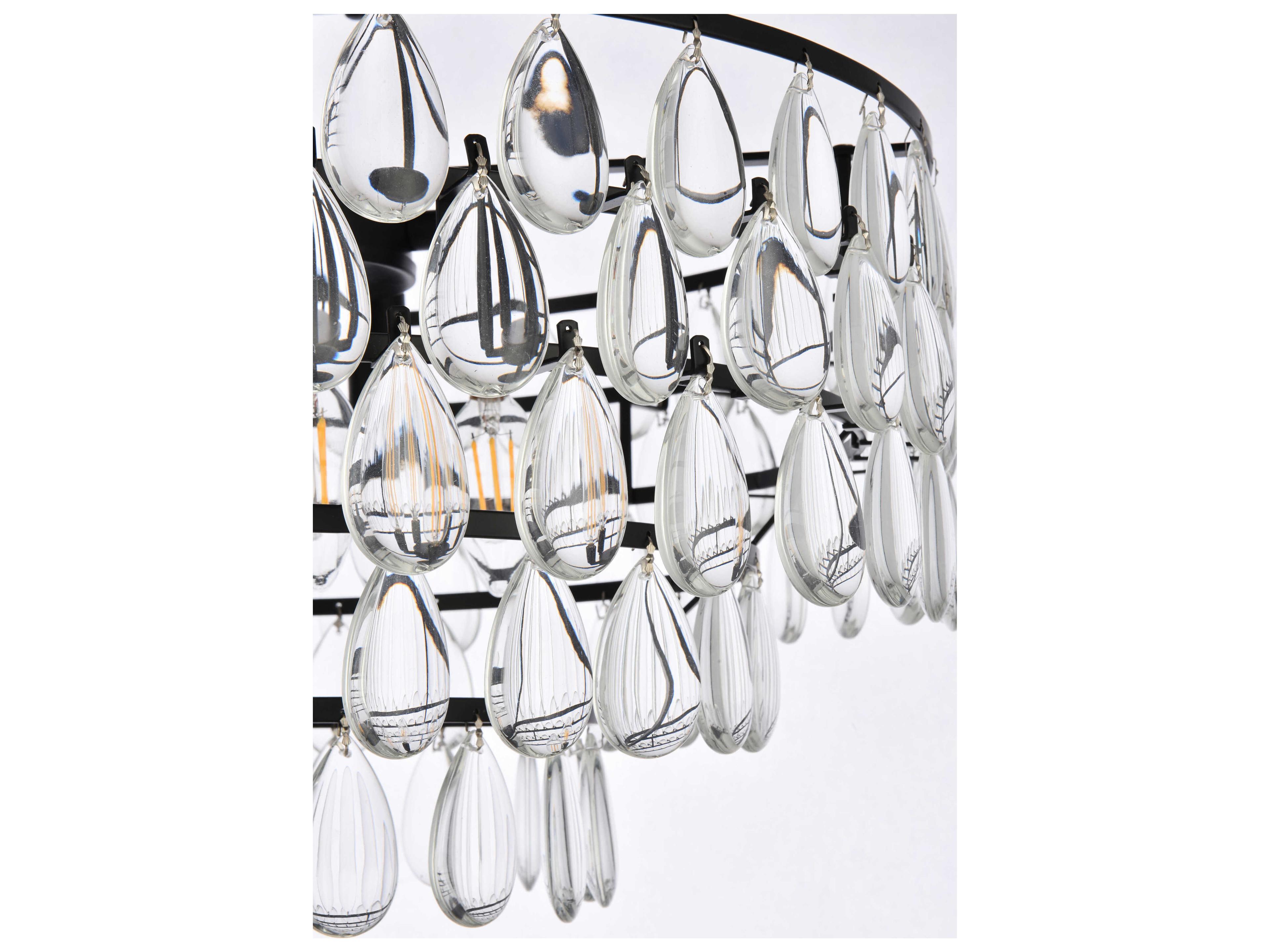 Elegant Lighting Mila 5-Light Black Crystal Semi Flush Mount