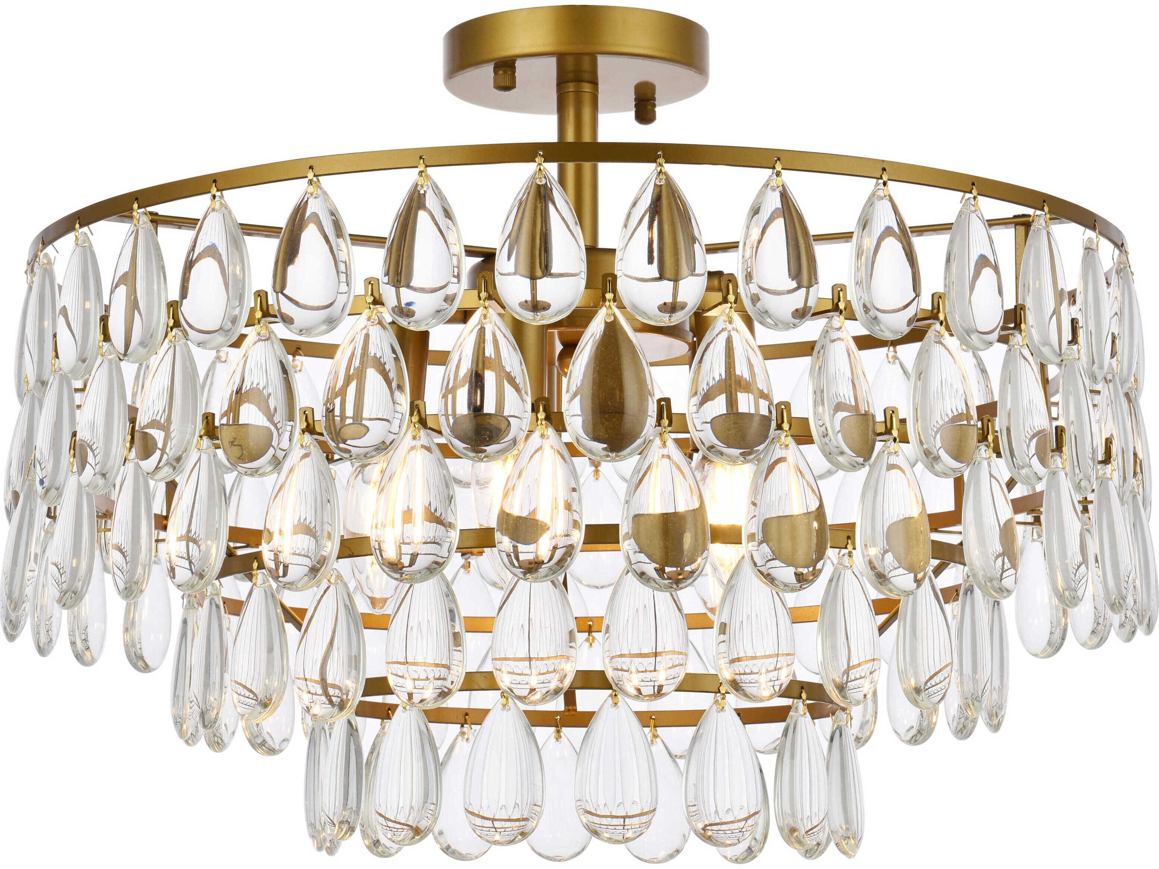 Mila 5-Light Brass Crystal Semi Flush Mount