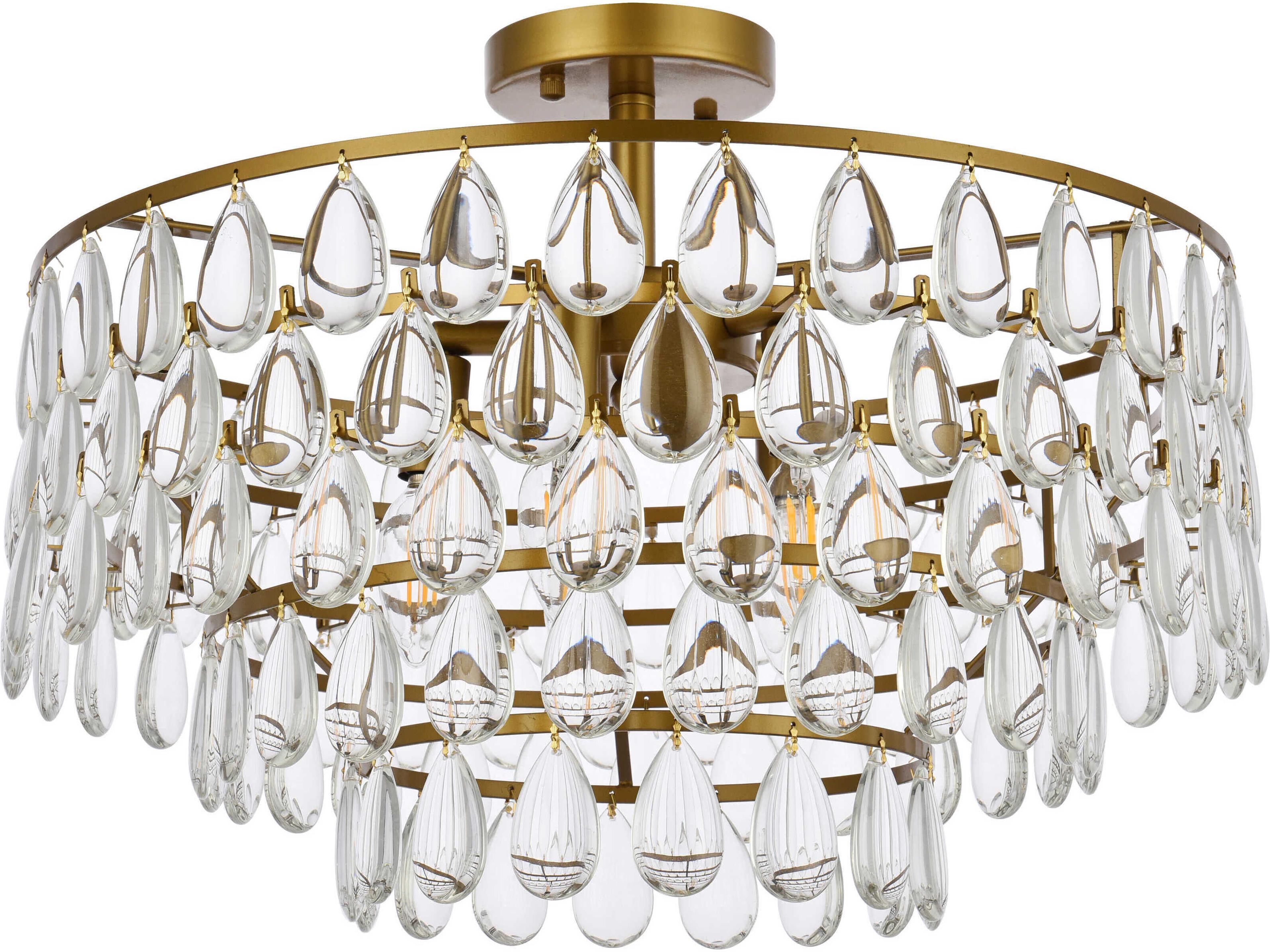 Elegant Lighting Mila 5-Light Brass Crystal Semi Flush Mount