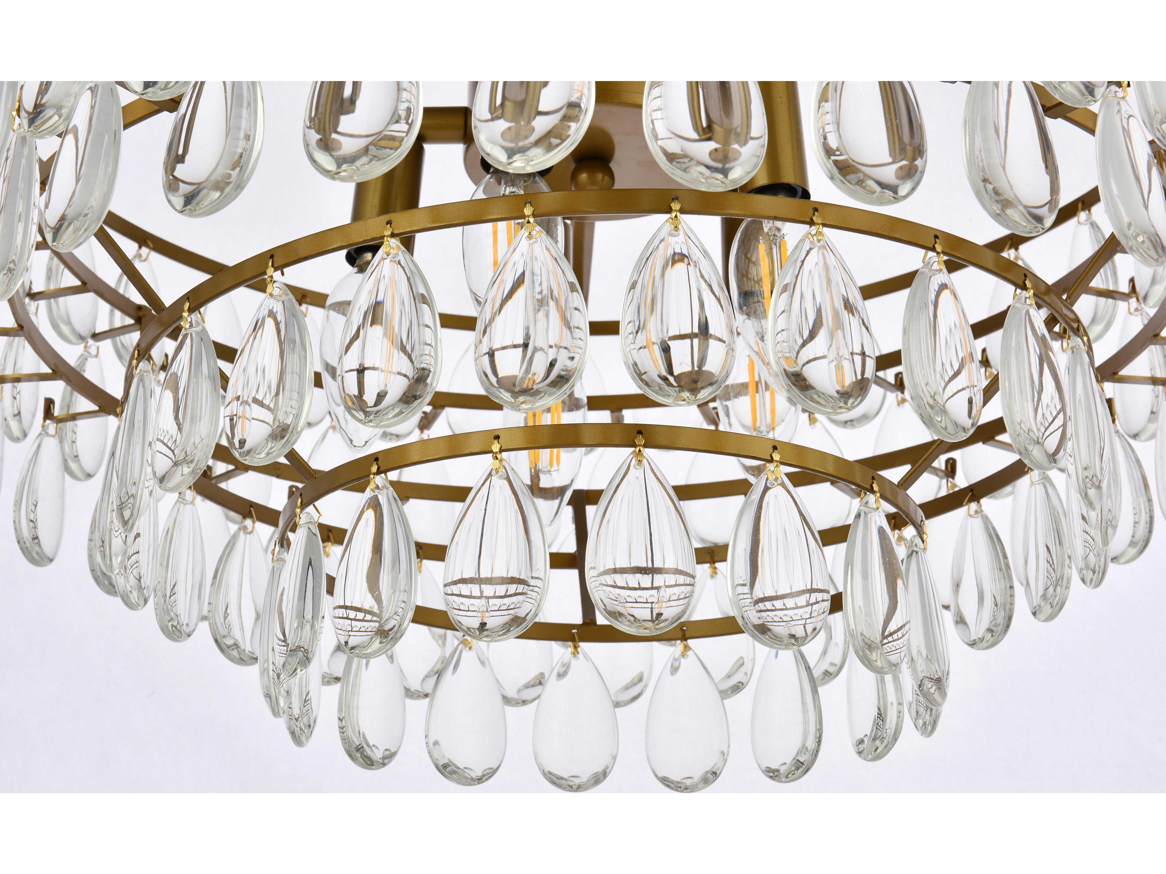Elegant Lighting Mila 5-Light Brass Crystal Semi Flush Mount