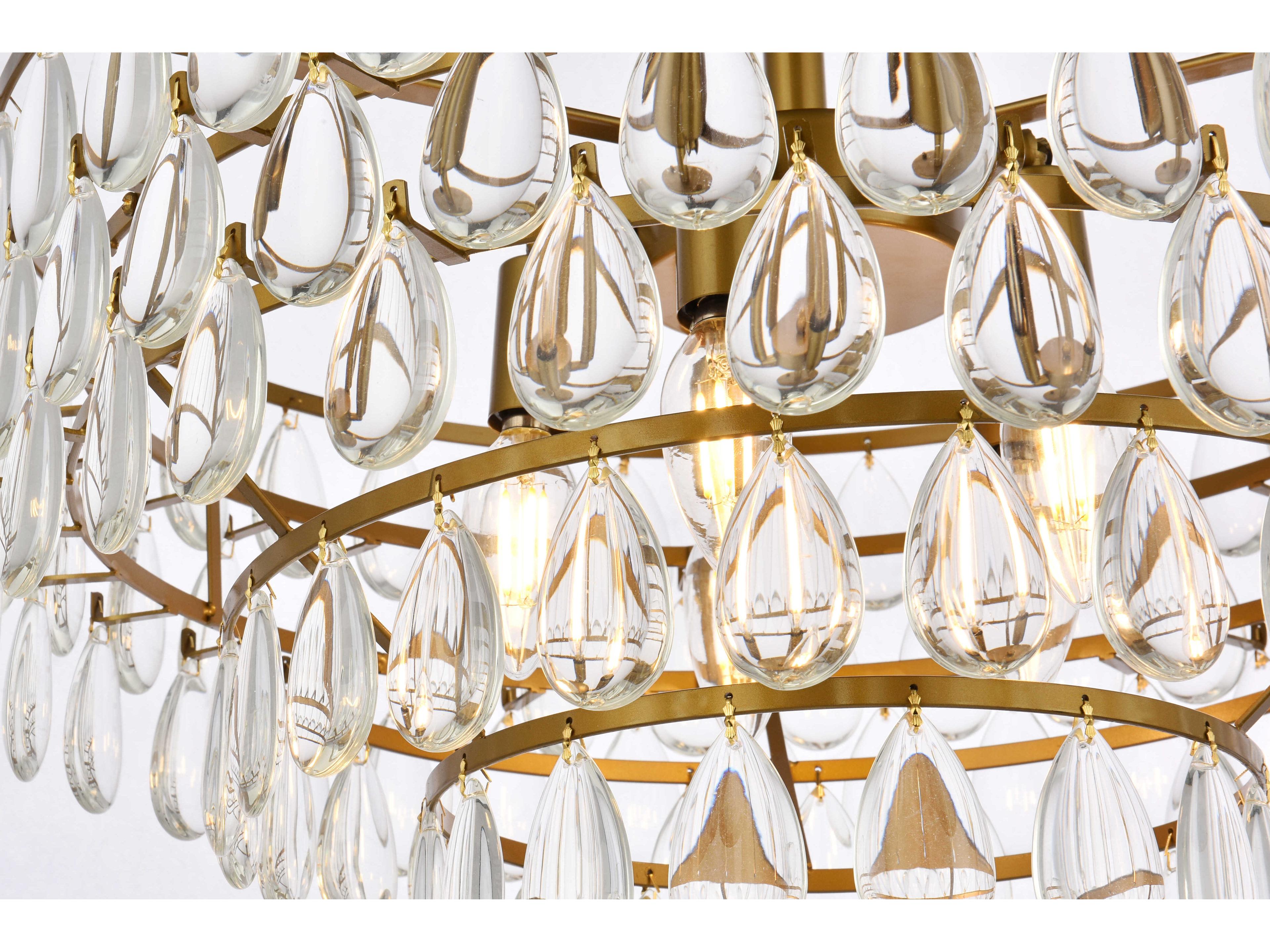 Elegant Lighting Mila 5-Light Brass Crystal Semi Flush Mount
