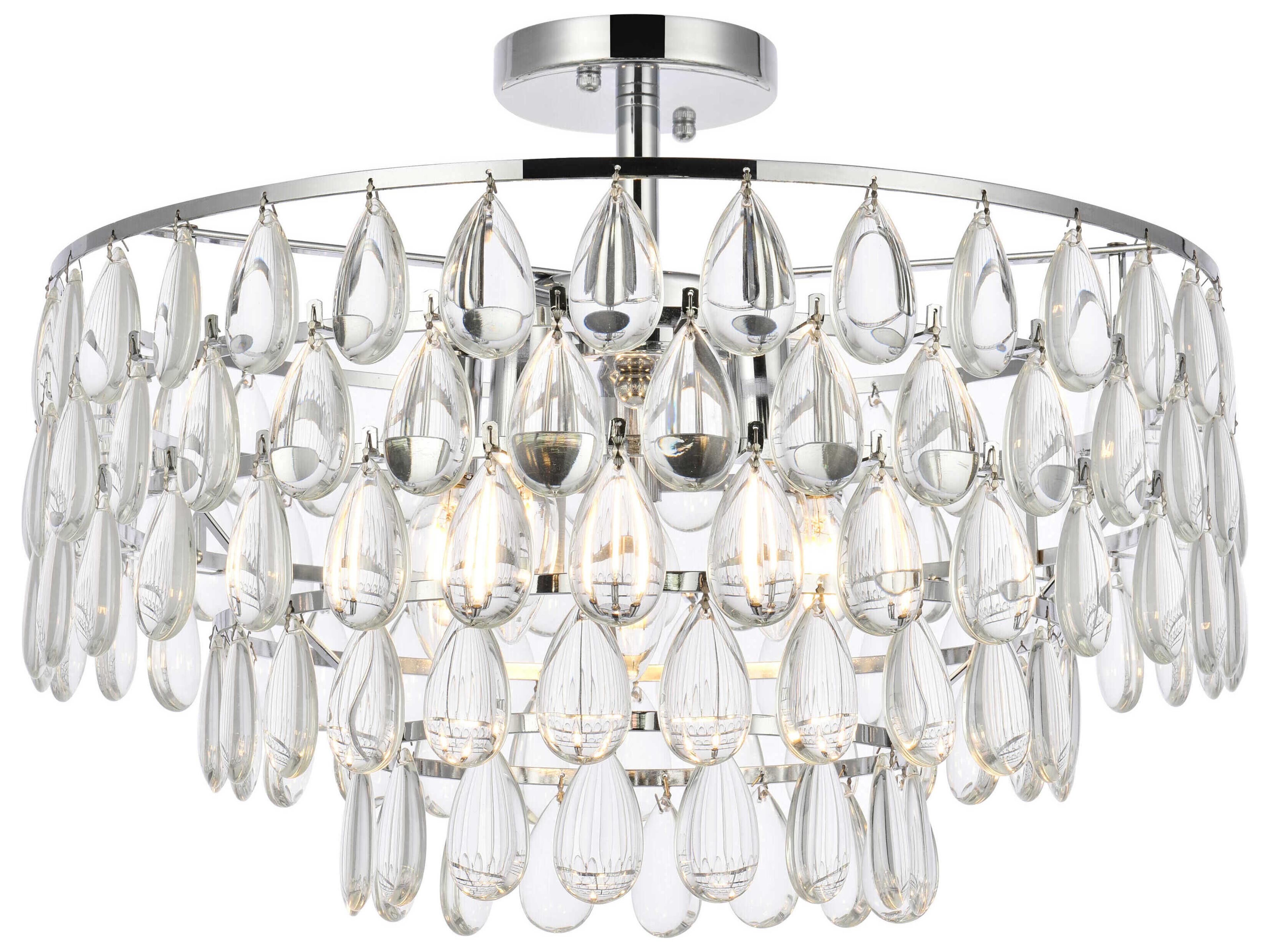 Mila 5-Light Chrome Crystal Semi Flush Mount