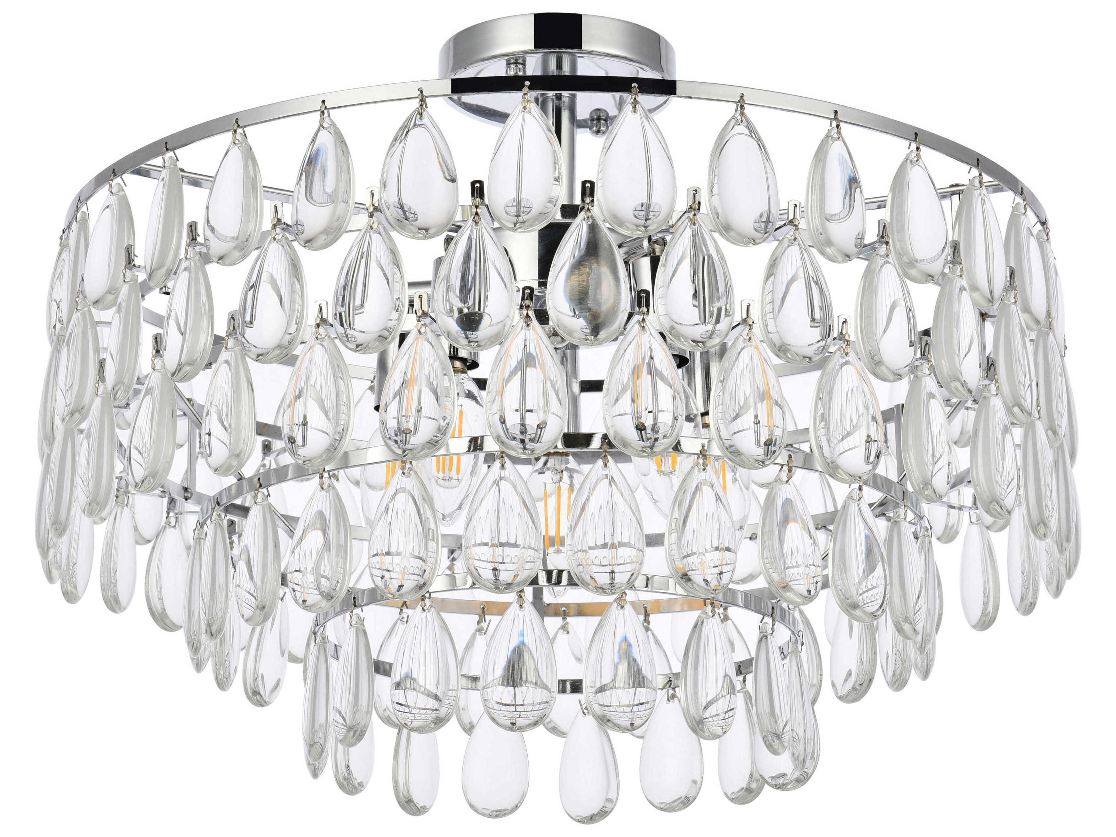 Elegant Lighting Mila 5-Light Chrome Crystal Semi Flush Mount