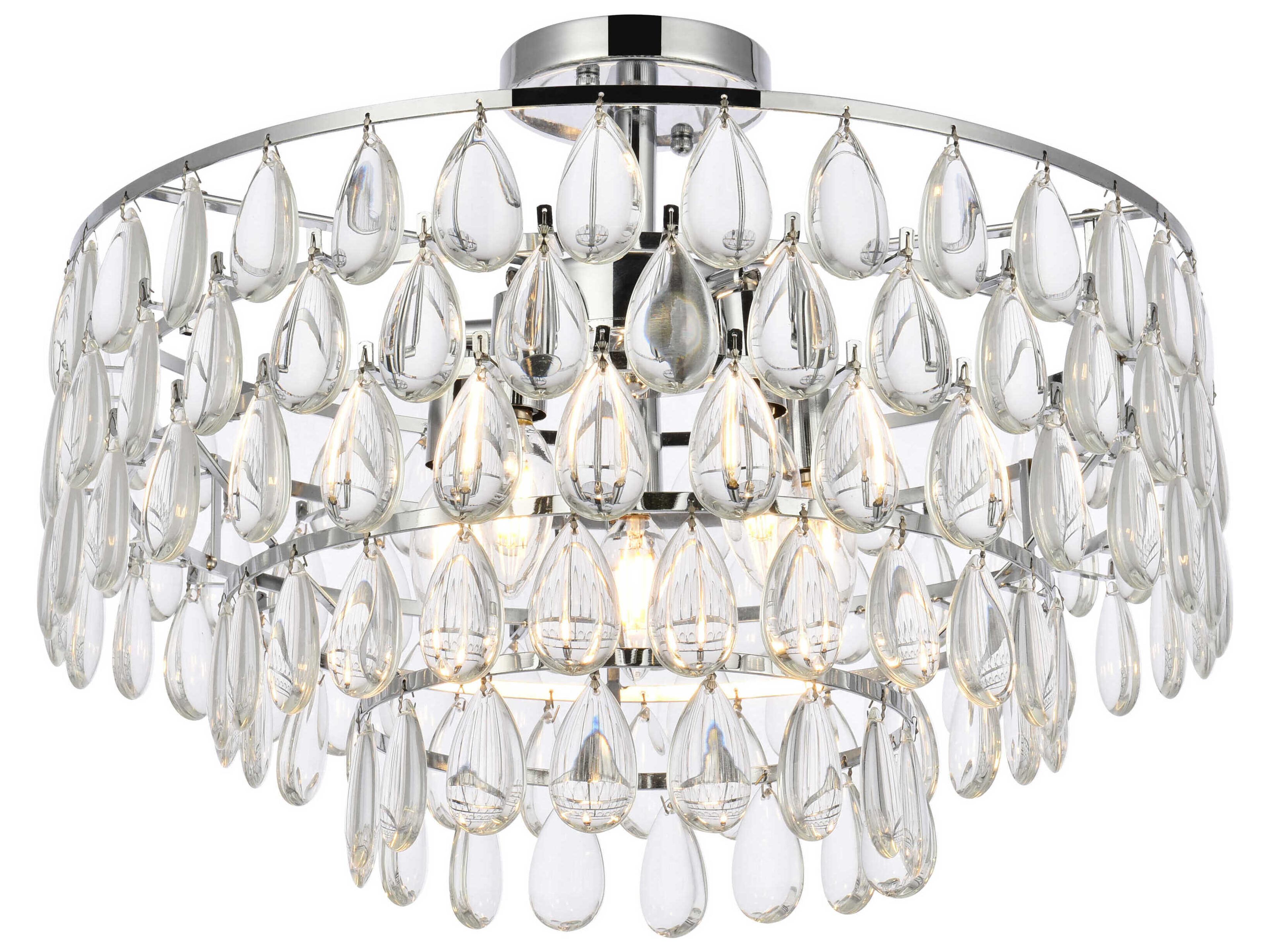 Elegant Lighting Mila 5-Light Chrome Crystal Semi Flush Mount