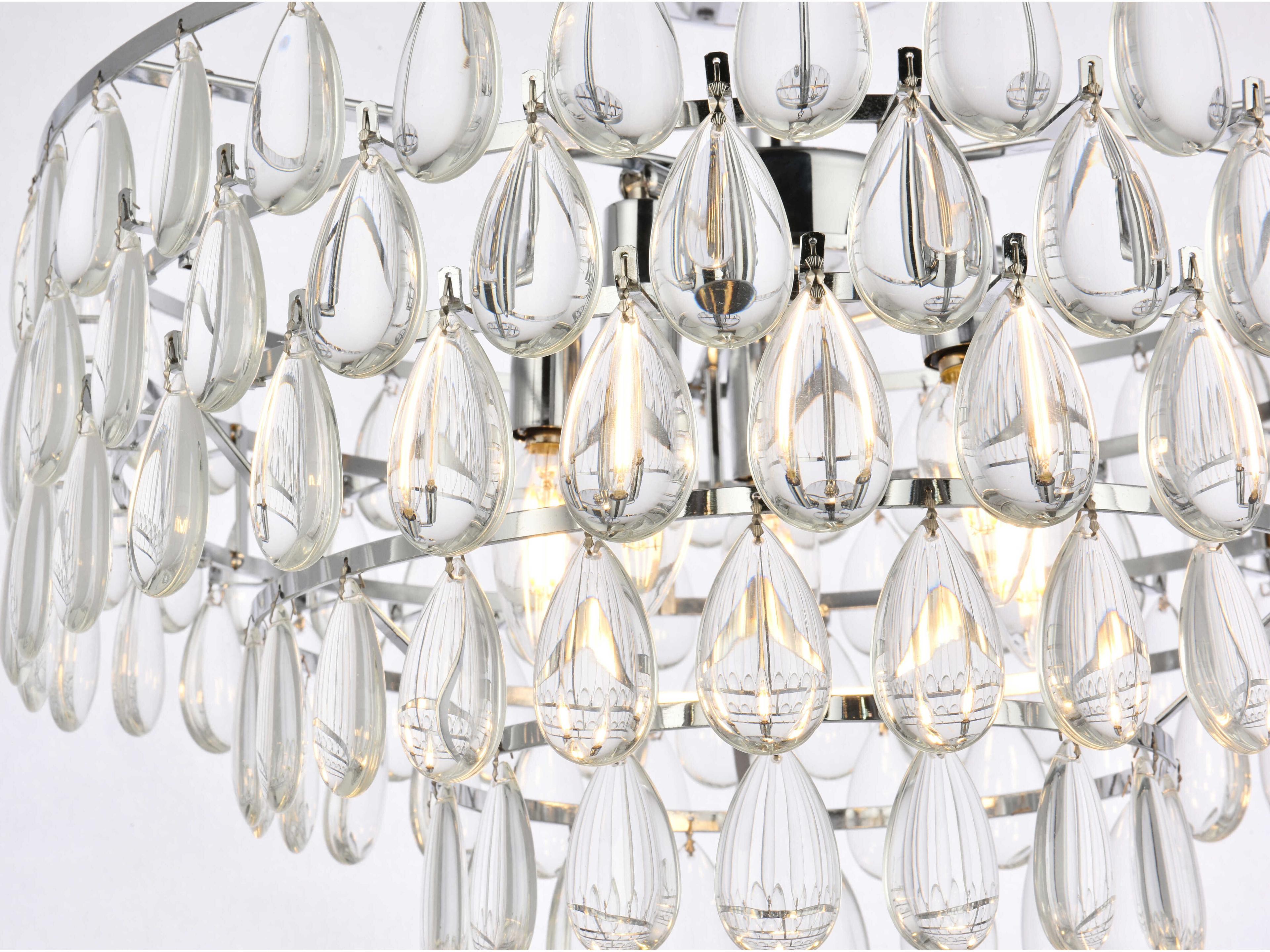 Elegant Lighting Mila 5-Light Chrome Crystal Semi Flush Mount