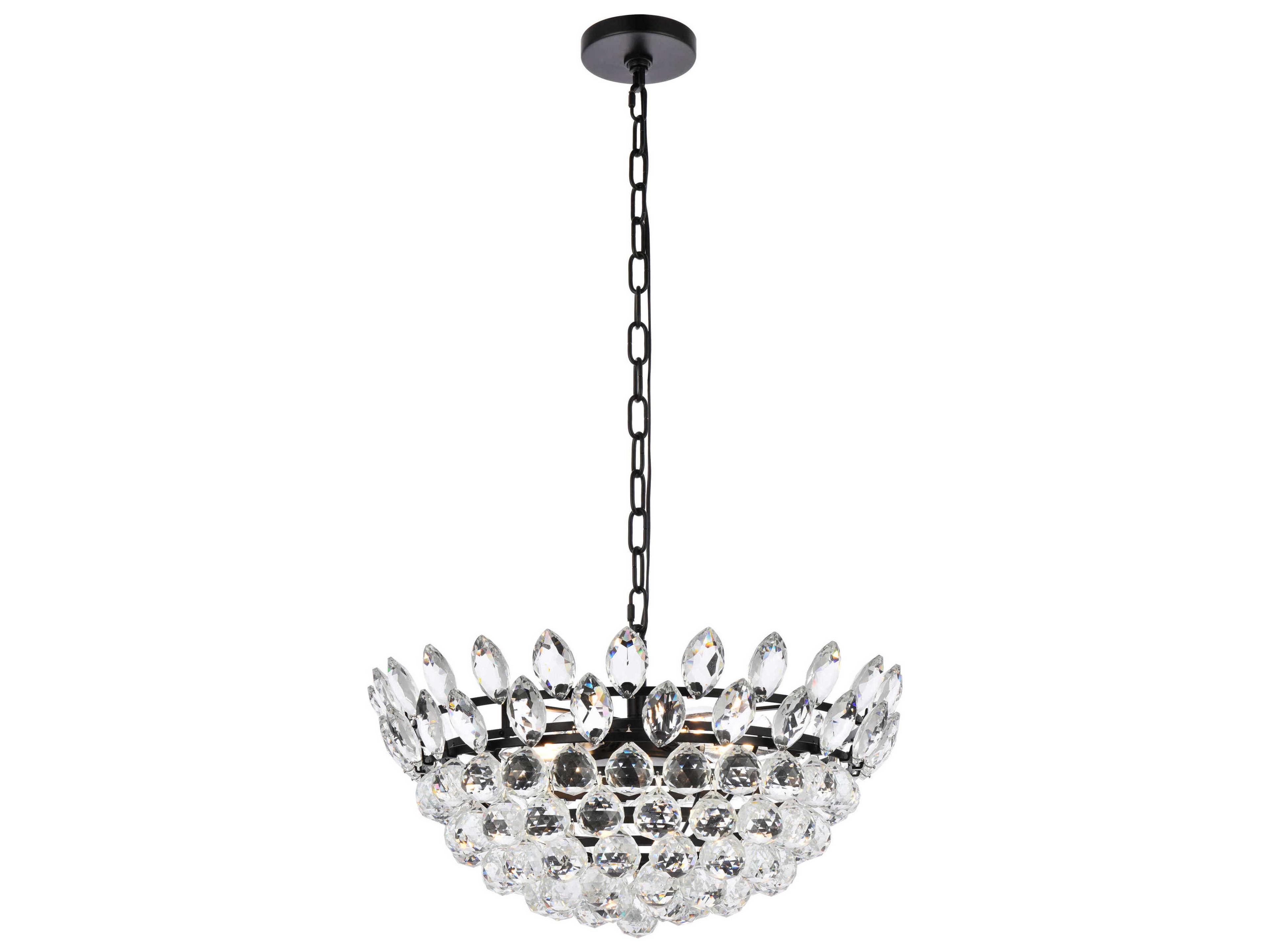 Elegant Lighting Emilia 5-Light Black Crystal Pendant