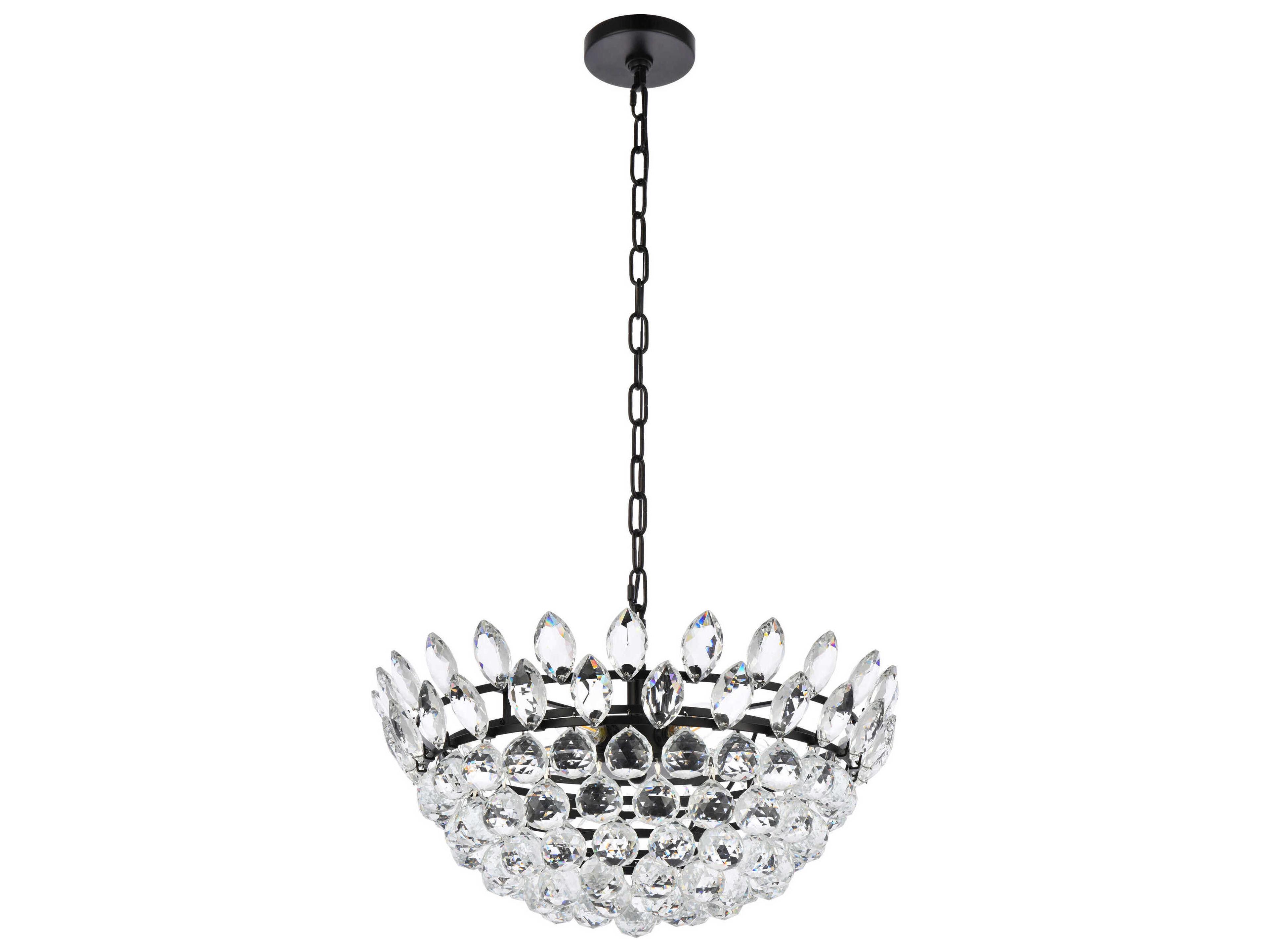 Elegant Lighting Emilia 5-Light Black Crystal Pendant