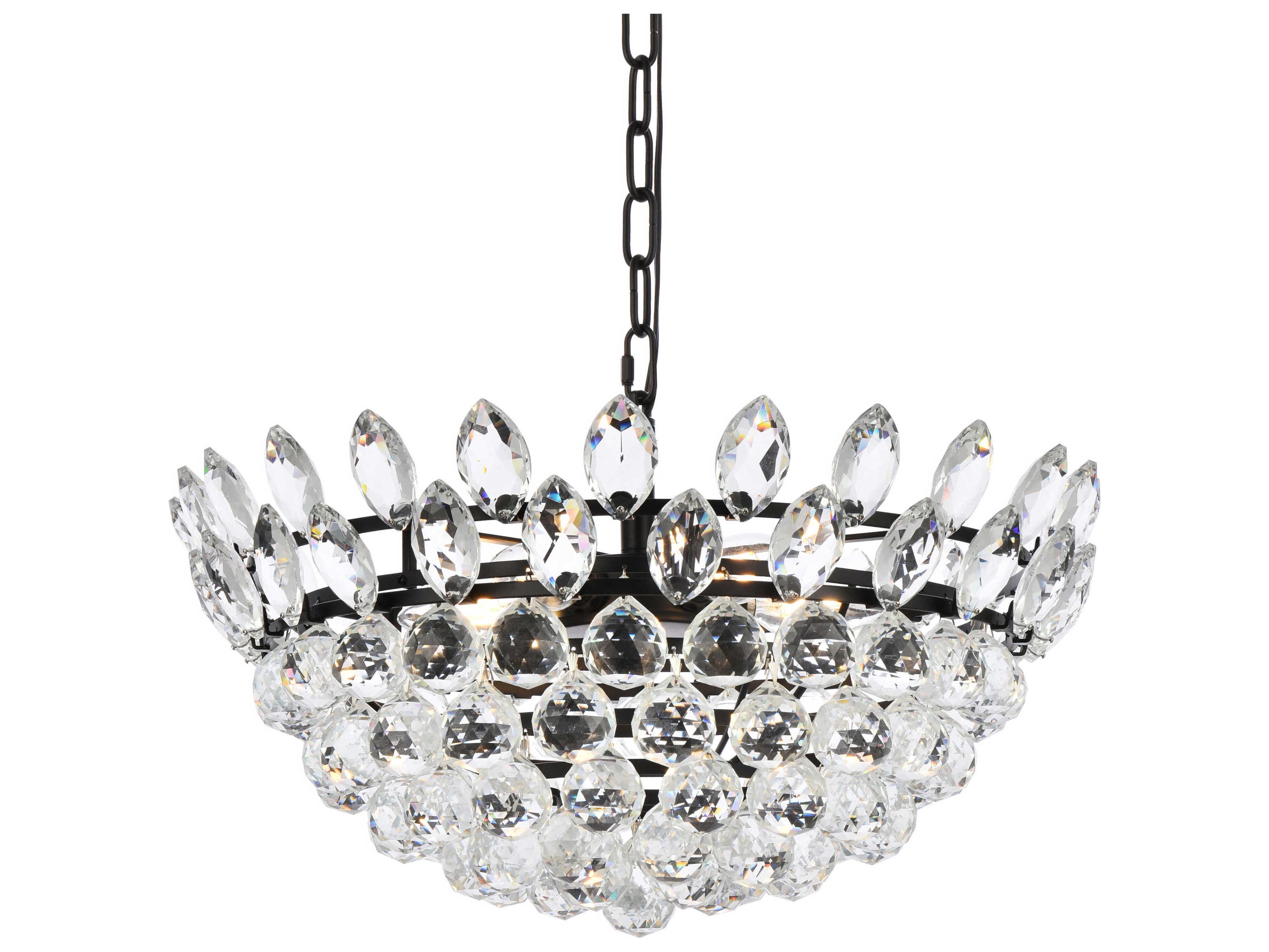 Elegant Lighting Emilia 5-Light Black Crystal Pendant