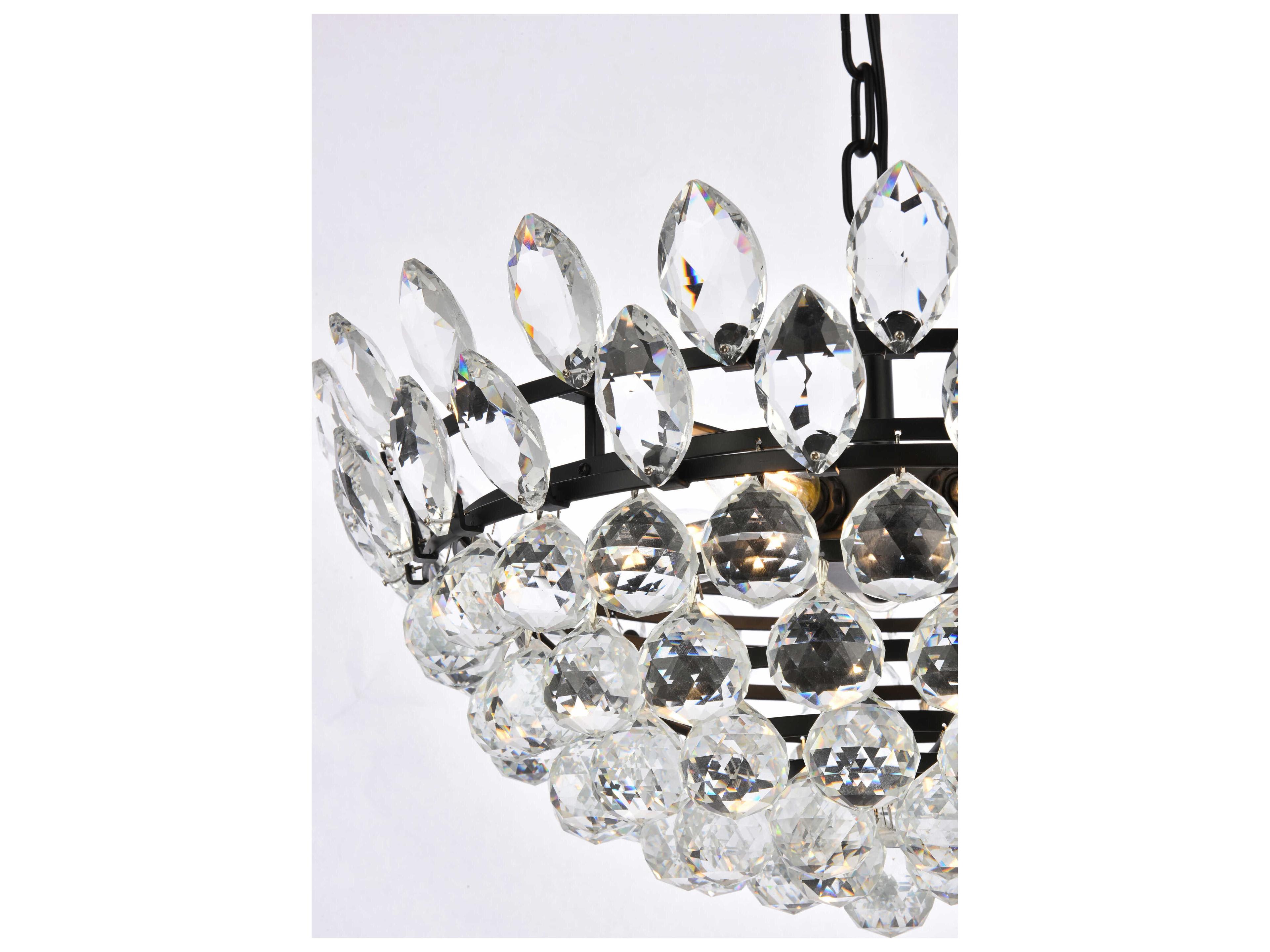Elegant Lighting Emilia 5-Light Black Crystal Pendant