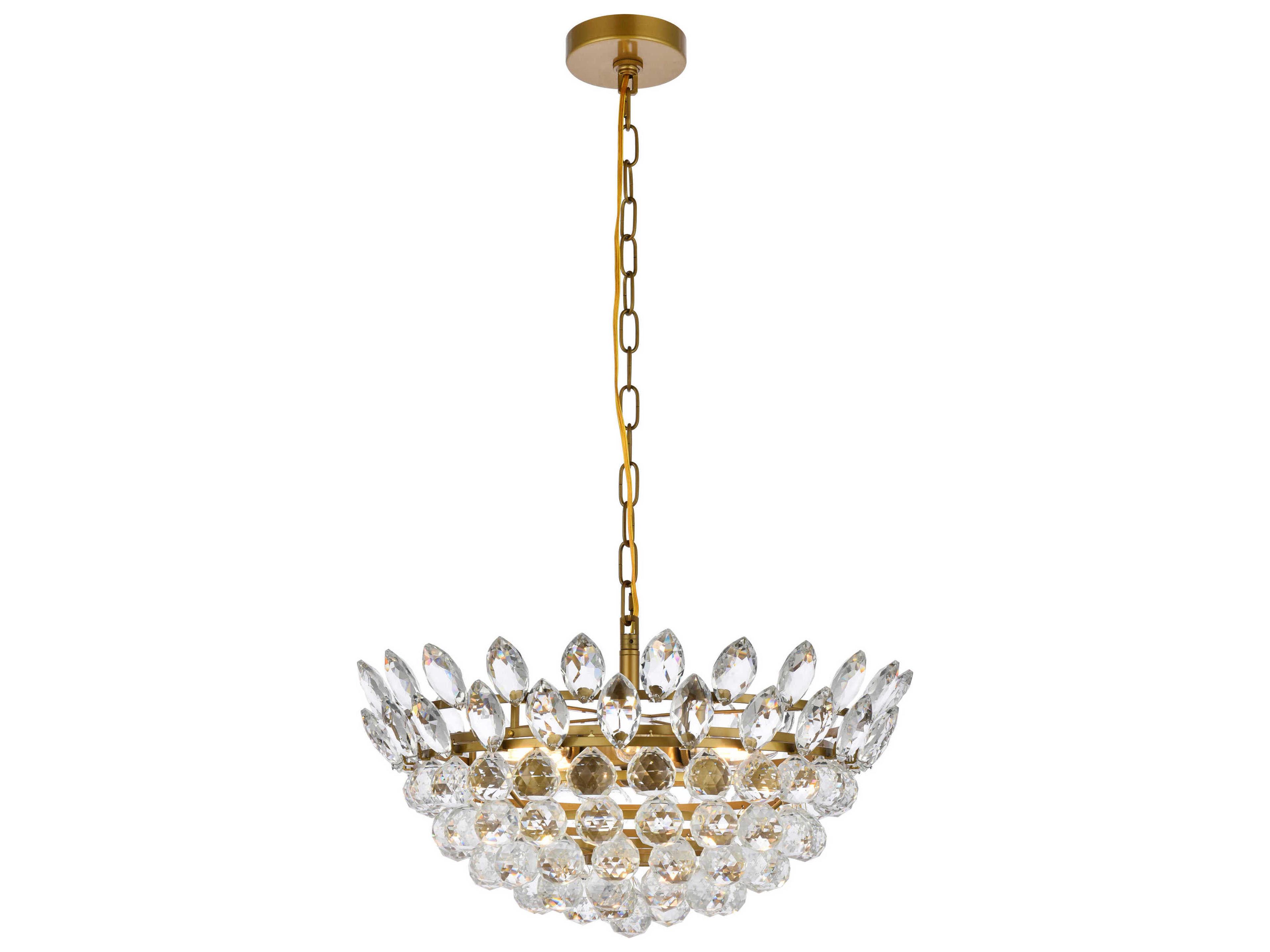Elegant Lighting Emilia 5-Light Brass Crystal Pendant