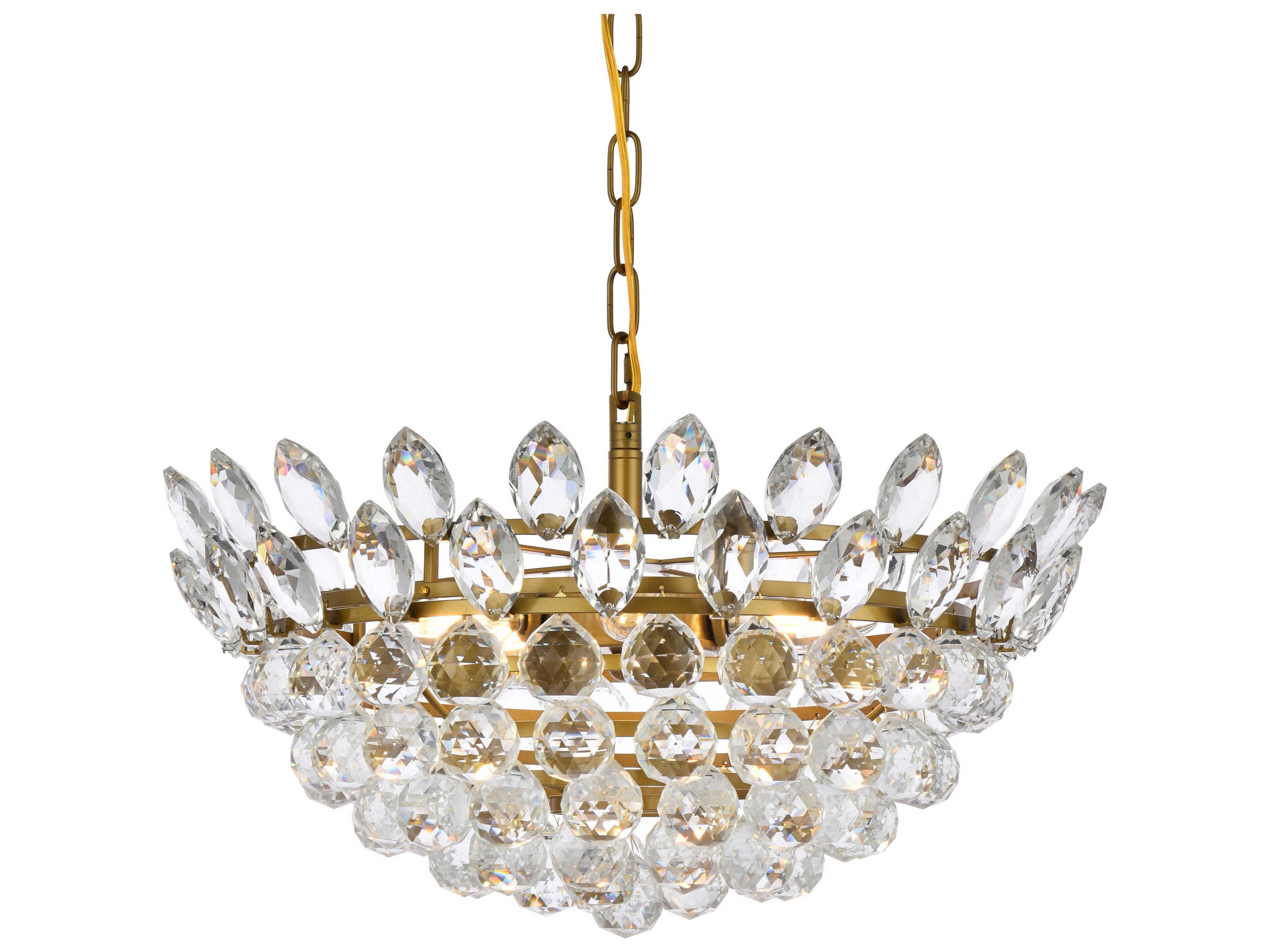 Elegant Lighting Emilia 5-Light Brass Crystal Pendant