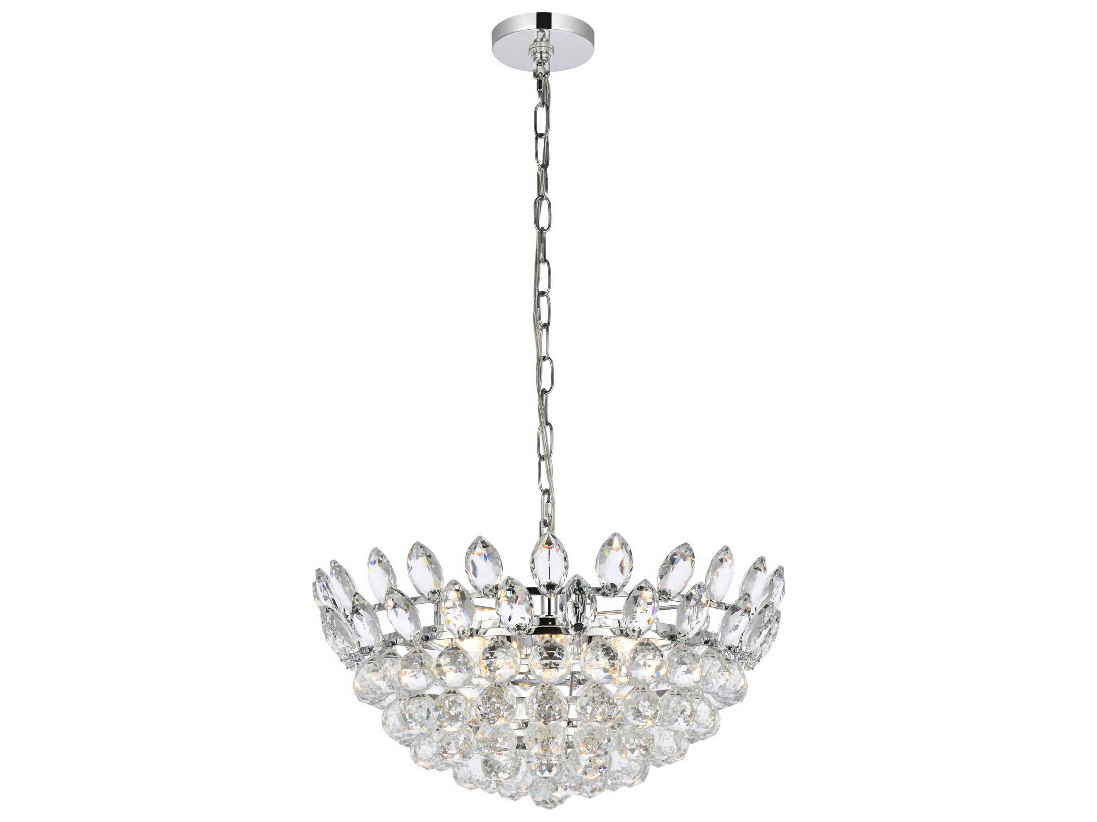 Elegant Lighting Emilia 5-Light Chrome Crystal Pendant