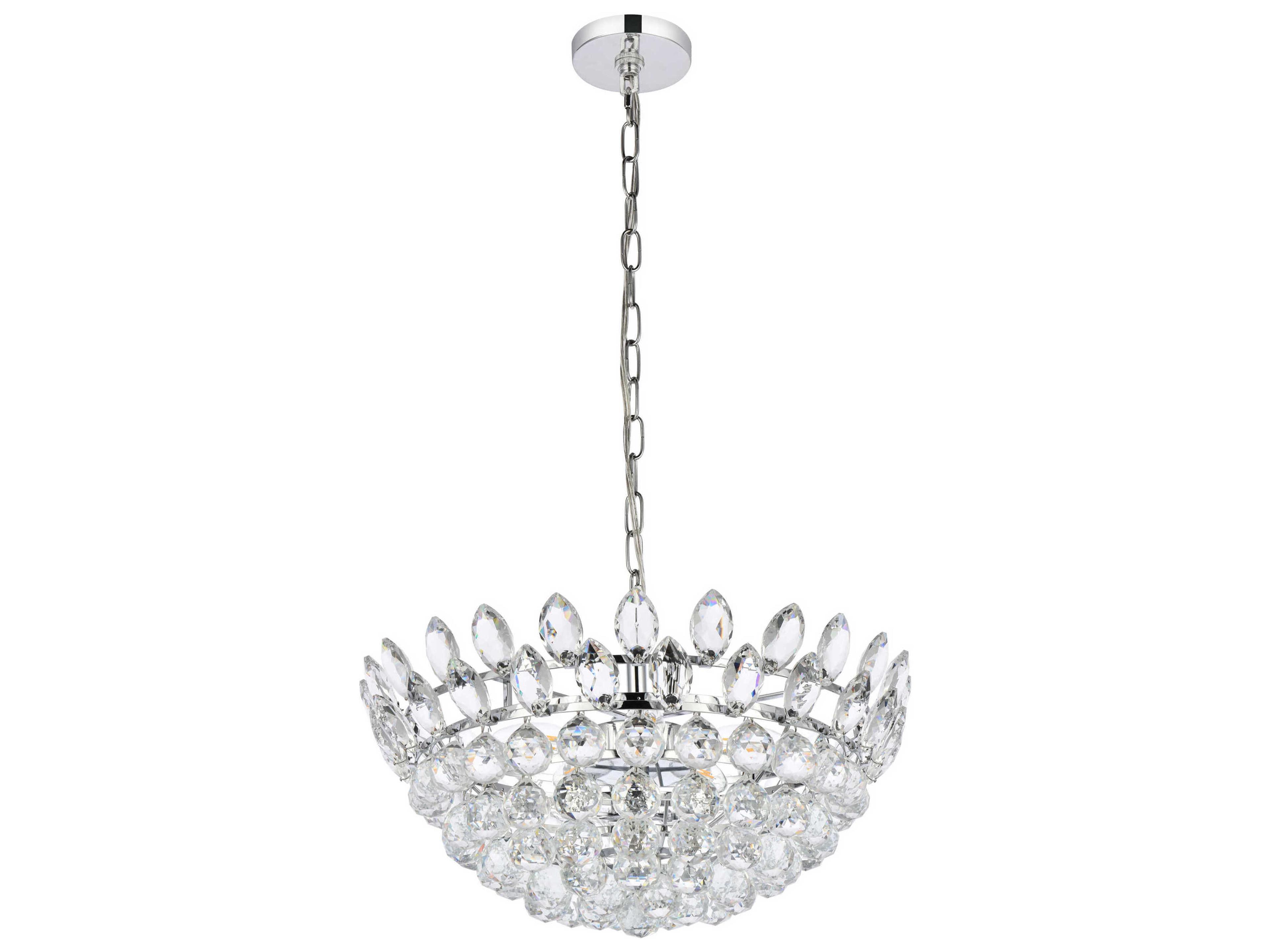 Elegant Lighting Emilia 5-Light Chrome Crystal Pendant