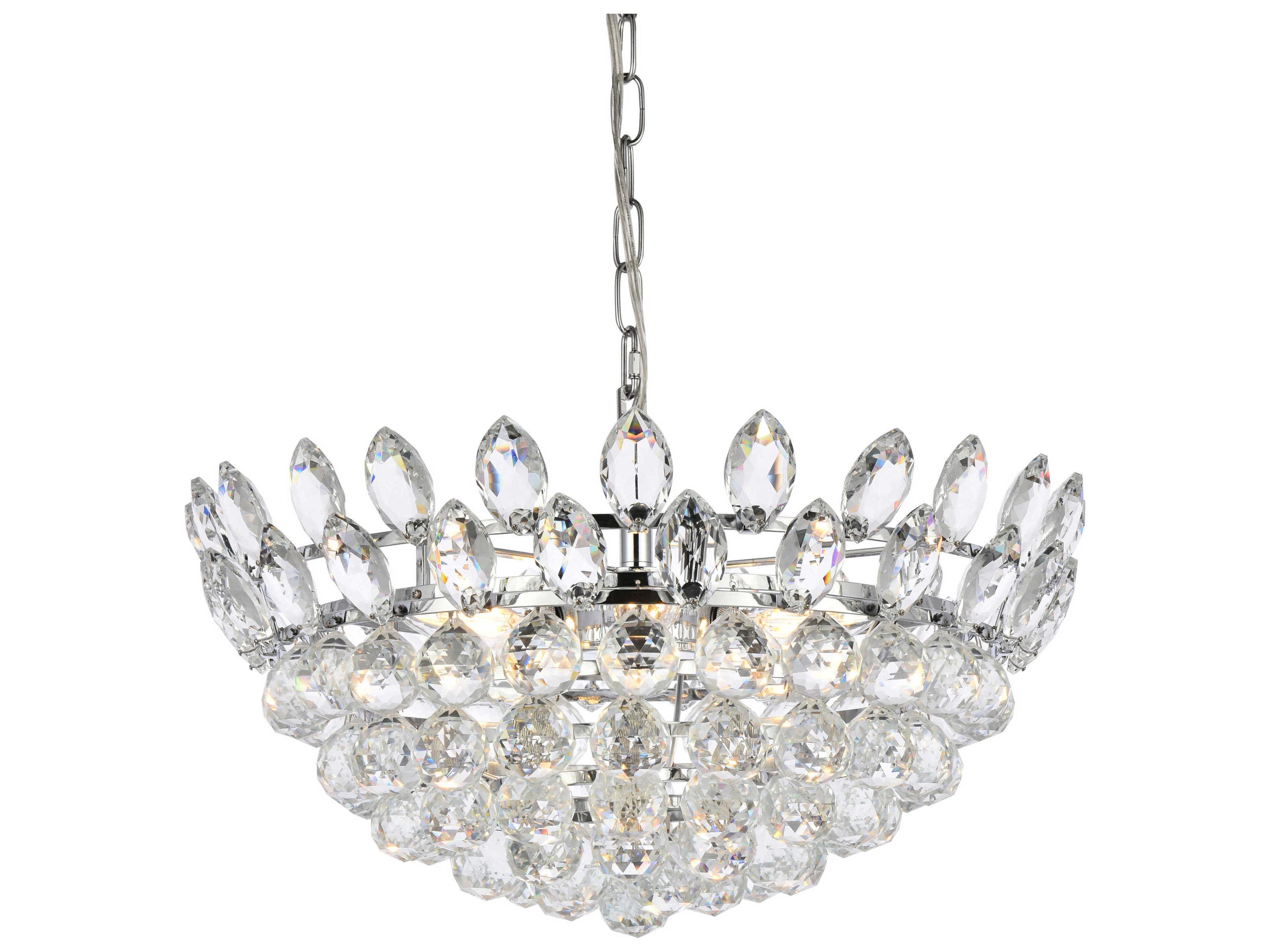Elegant Lighting Emilia 5-Light Chrome Crystal Pendant
