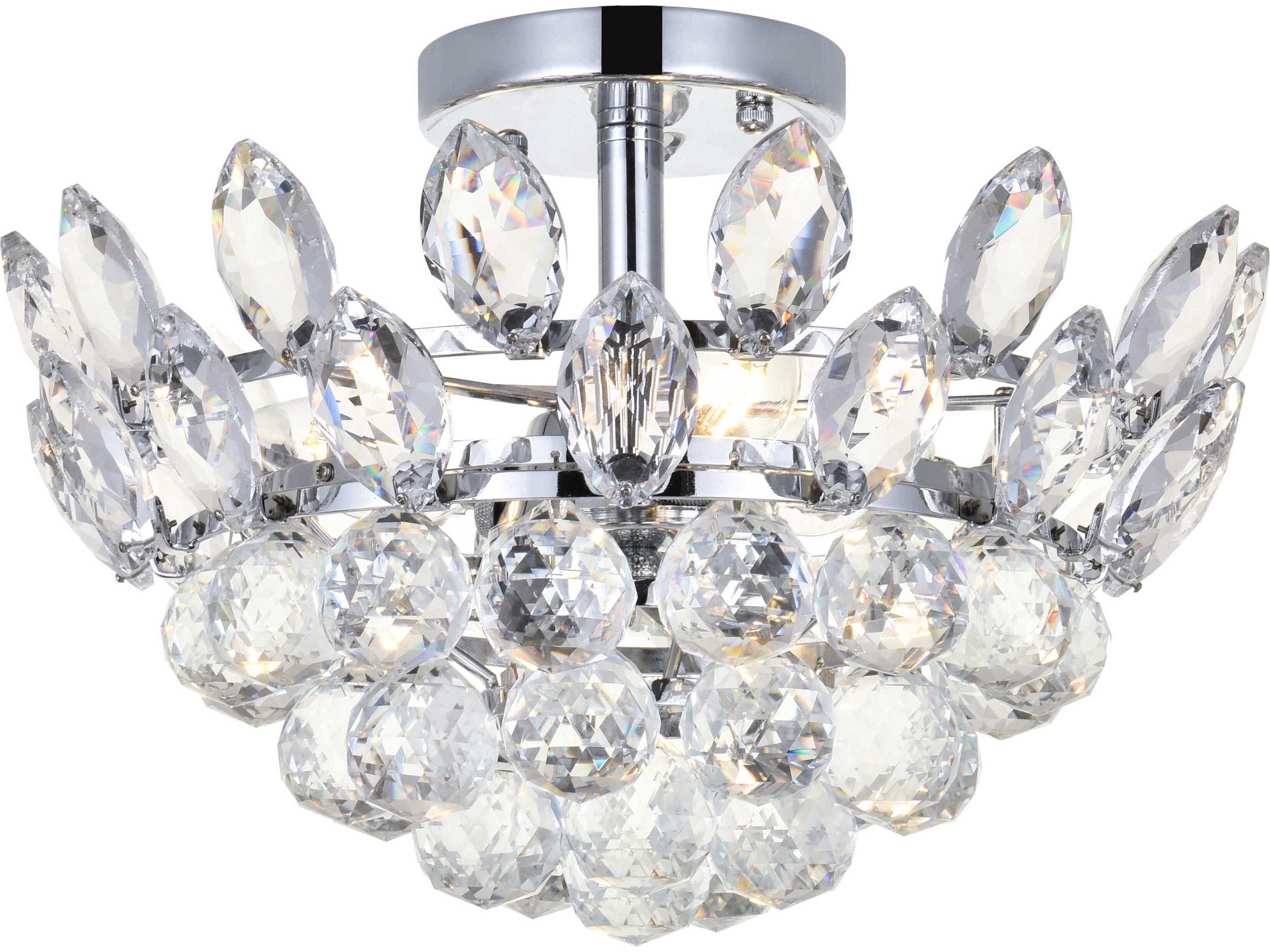 Emilia 3-Light Chrome Crystal Semi Flush Mount
