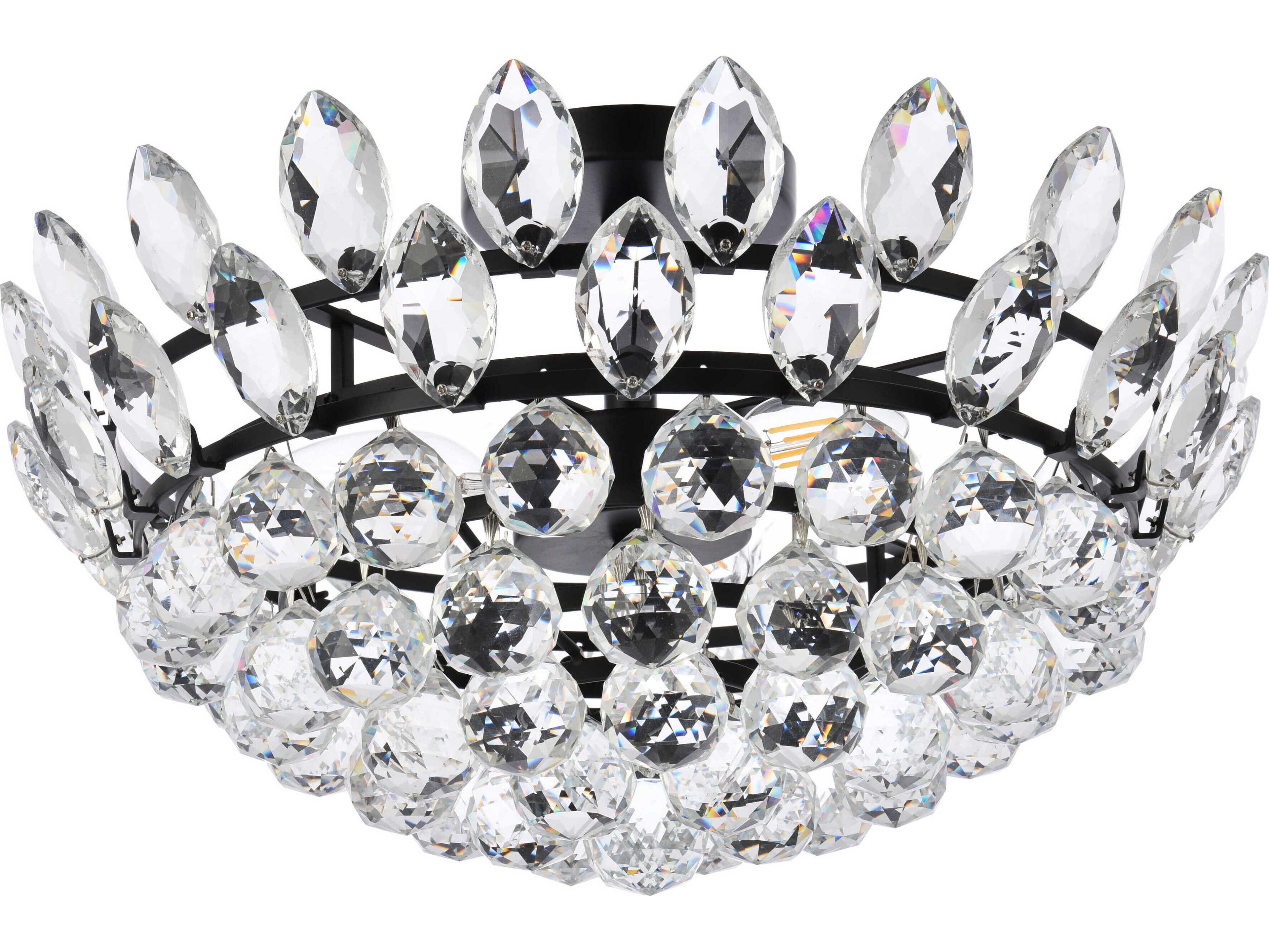 Elegant Lighting Emilia 5-Light Black Crystal Semi Flush Mount