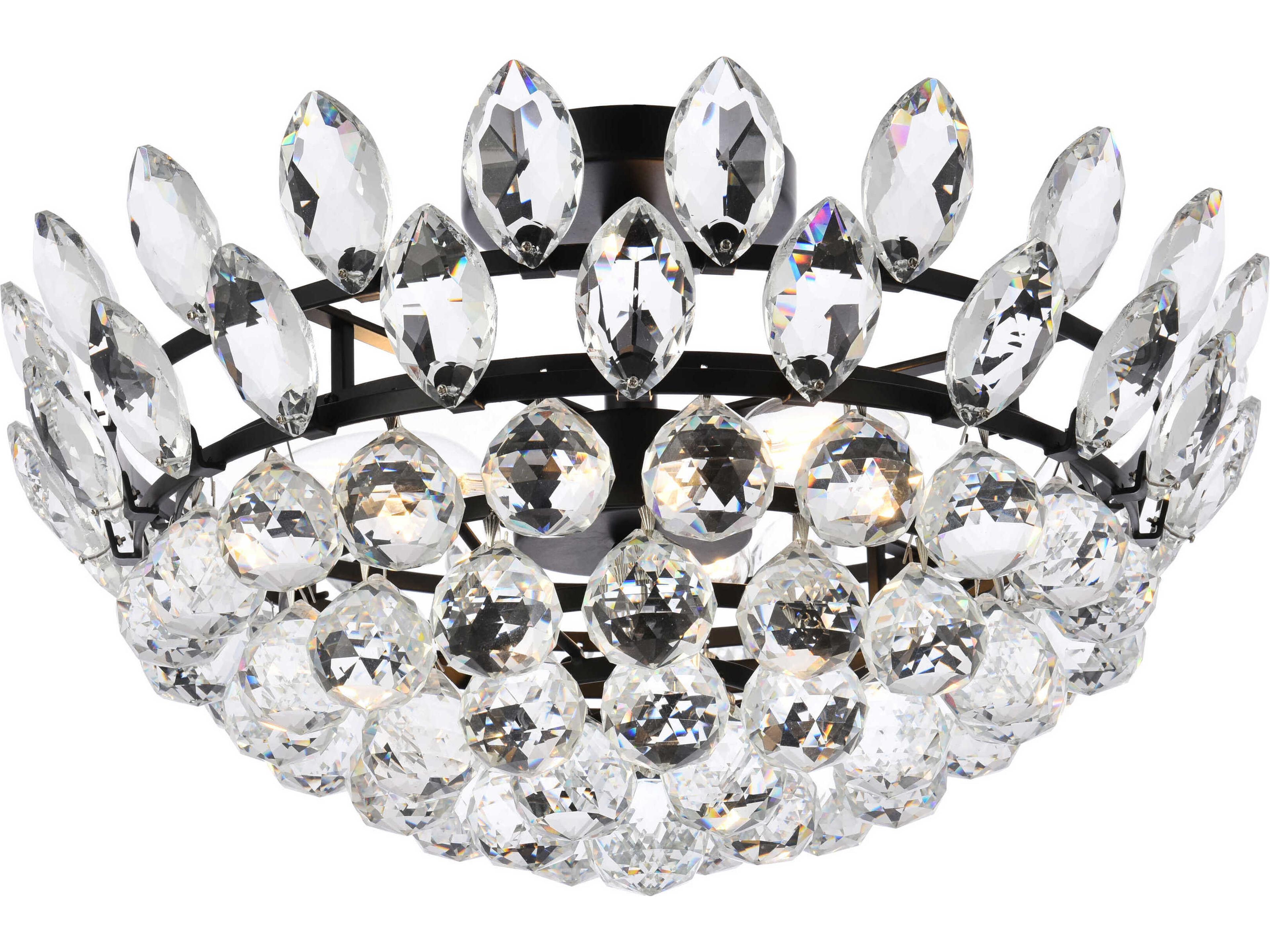 Elegant Lighting Emilia 5-Light Black Crystal Semi Flush Mount