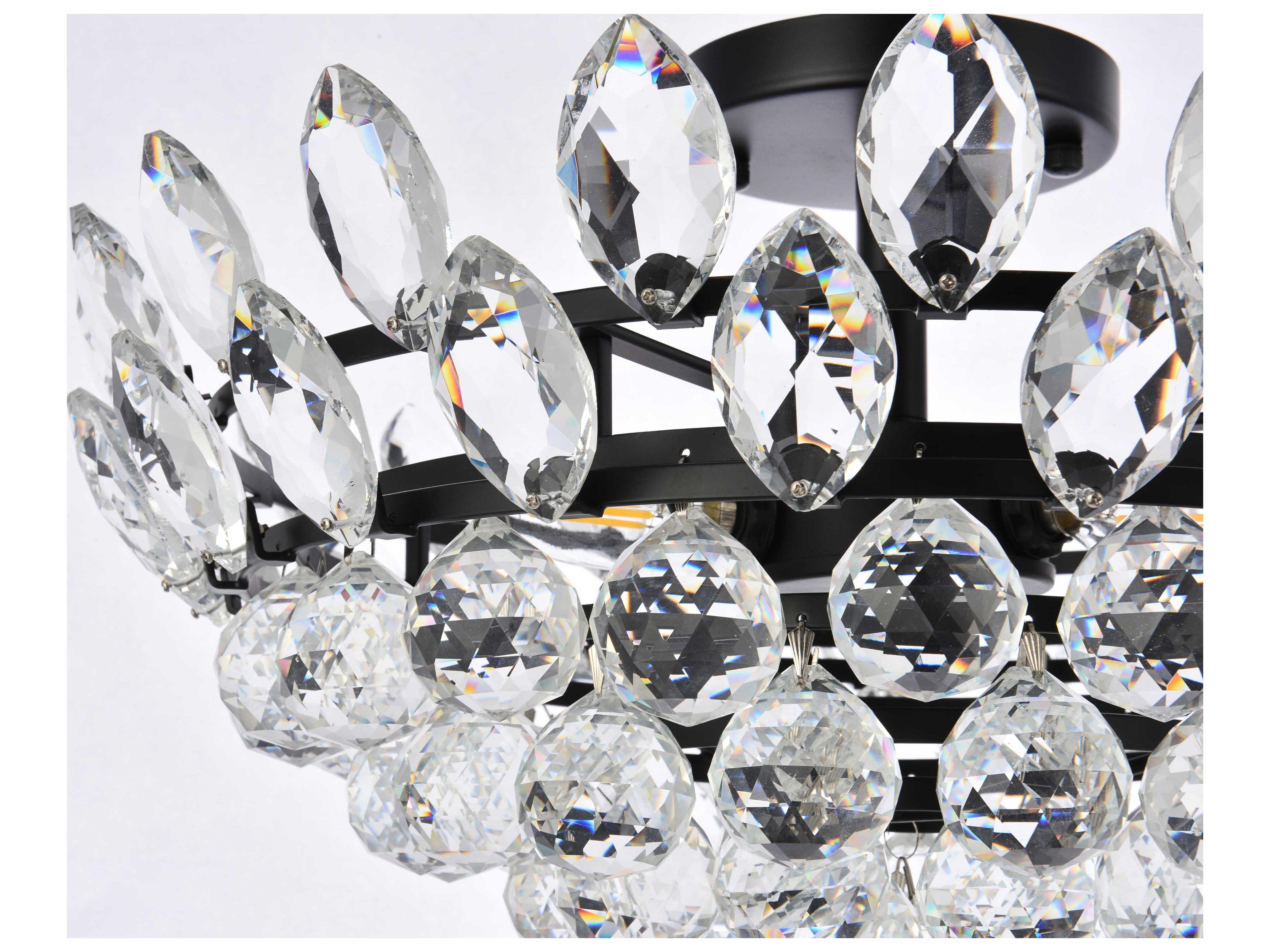 Elegant Lighting Emilia 5-Light Black Crystal Semi Flush Mount
