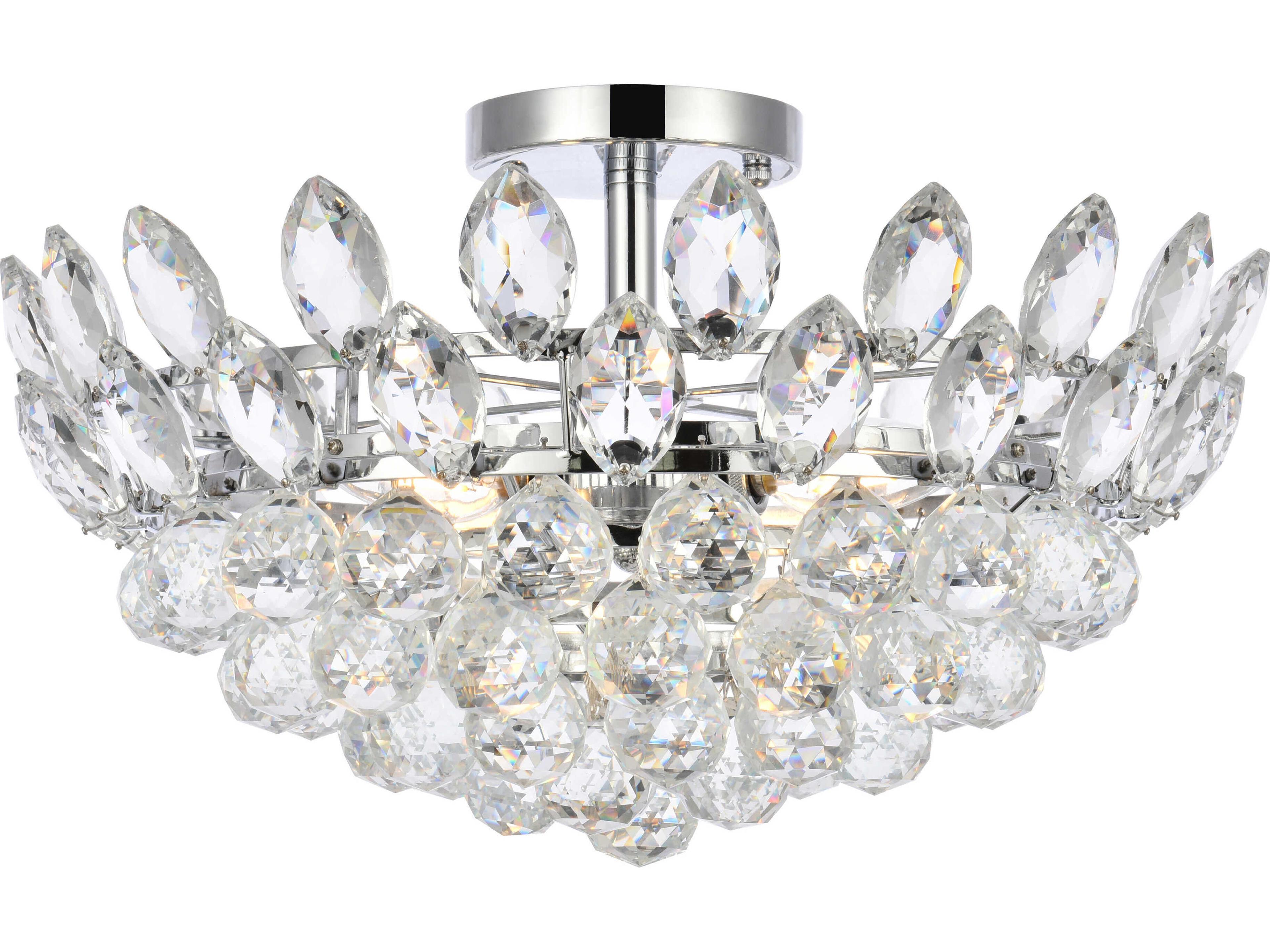 Emilia 5-Light Chrome Crystal Semi Flush Mount