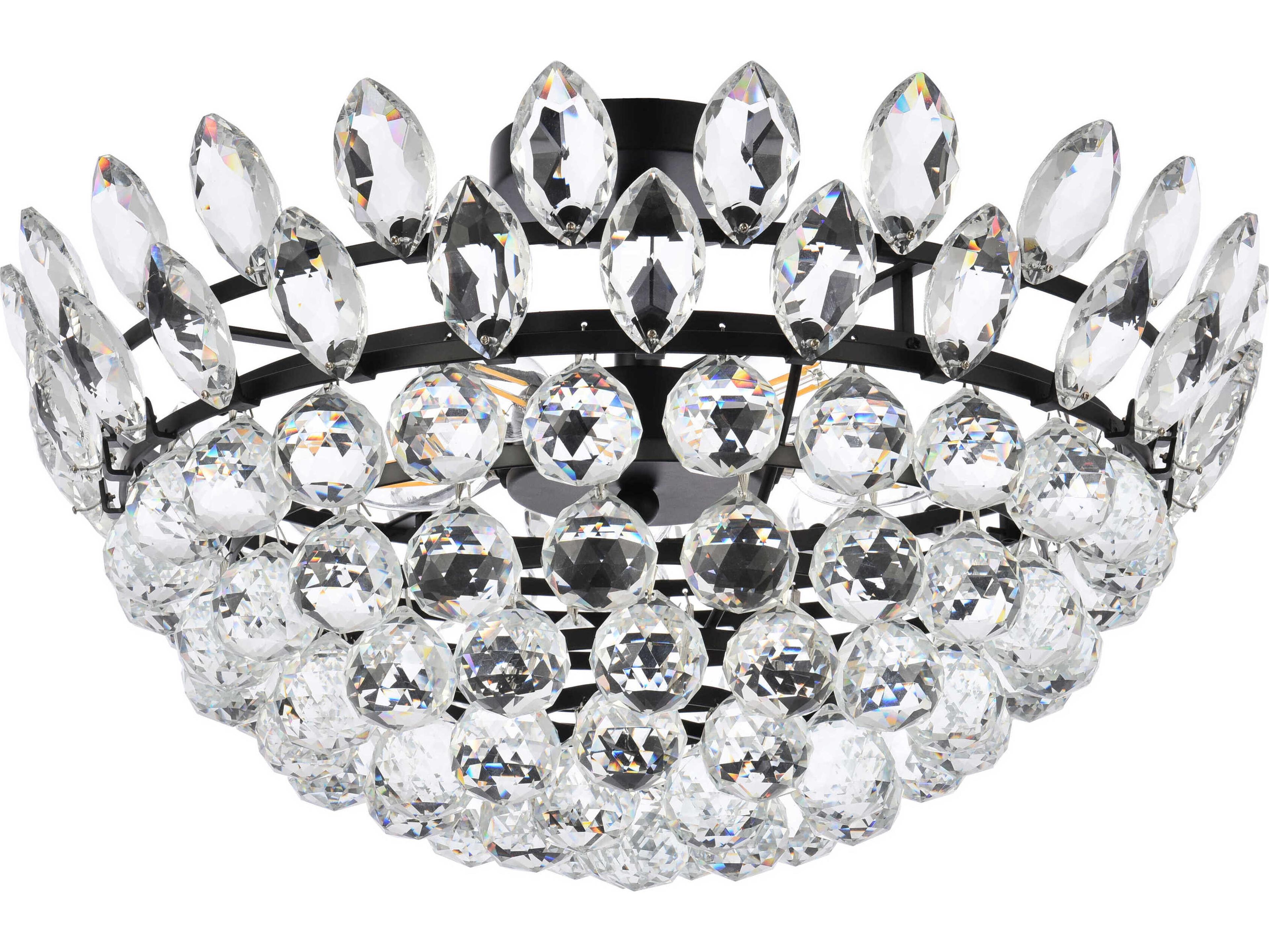 Elegant Lighting Emilia 5-Light Black Crystal Semi Flush Mount