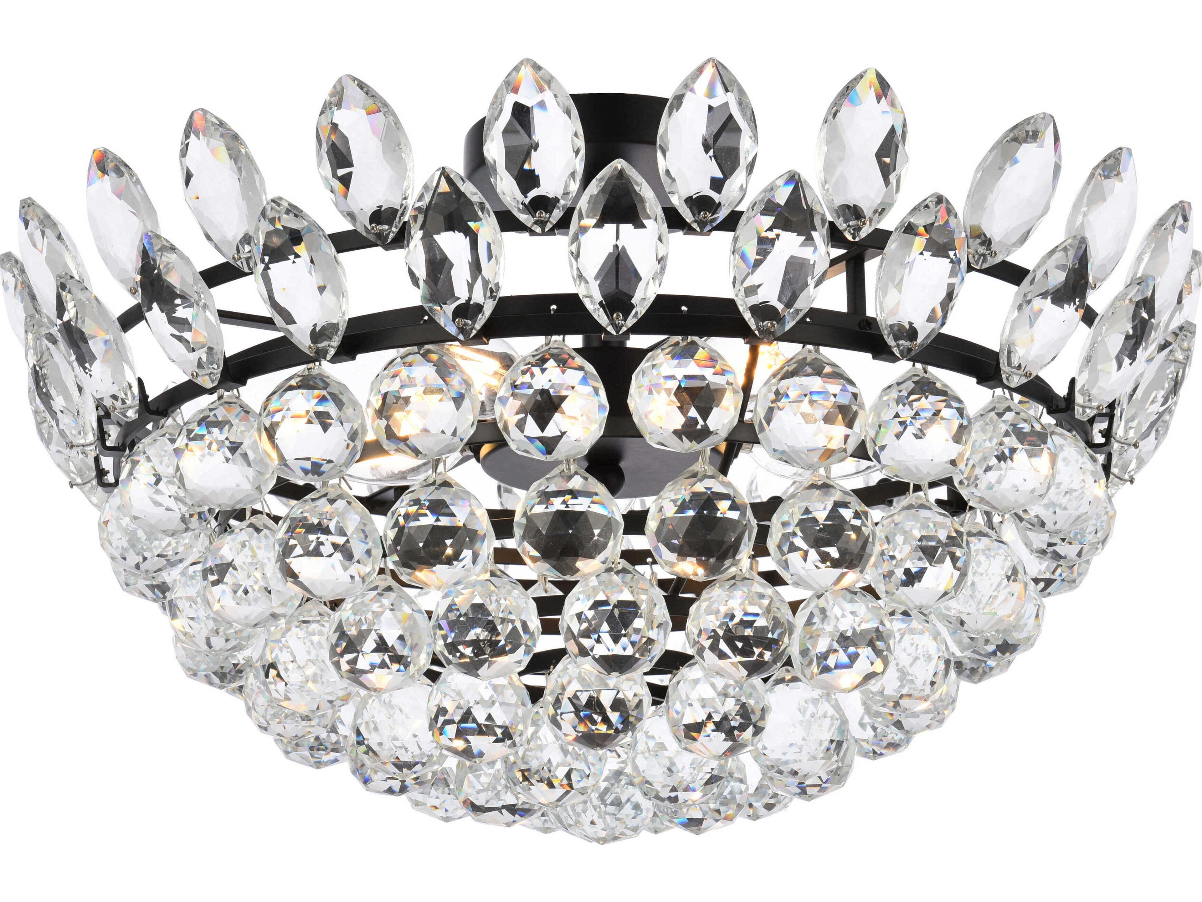 Elegant Lighting Emilia 5-Light Black Crystal Semi Flush Mount