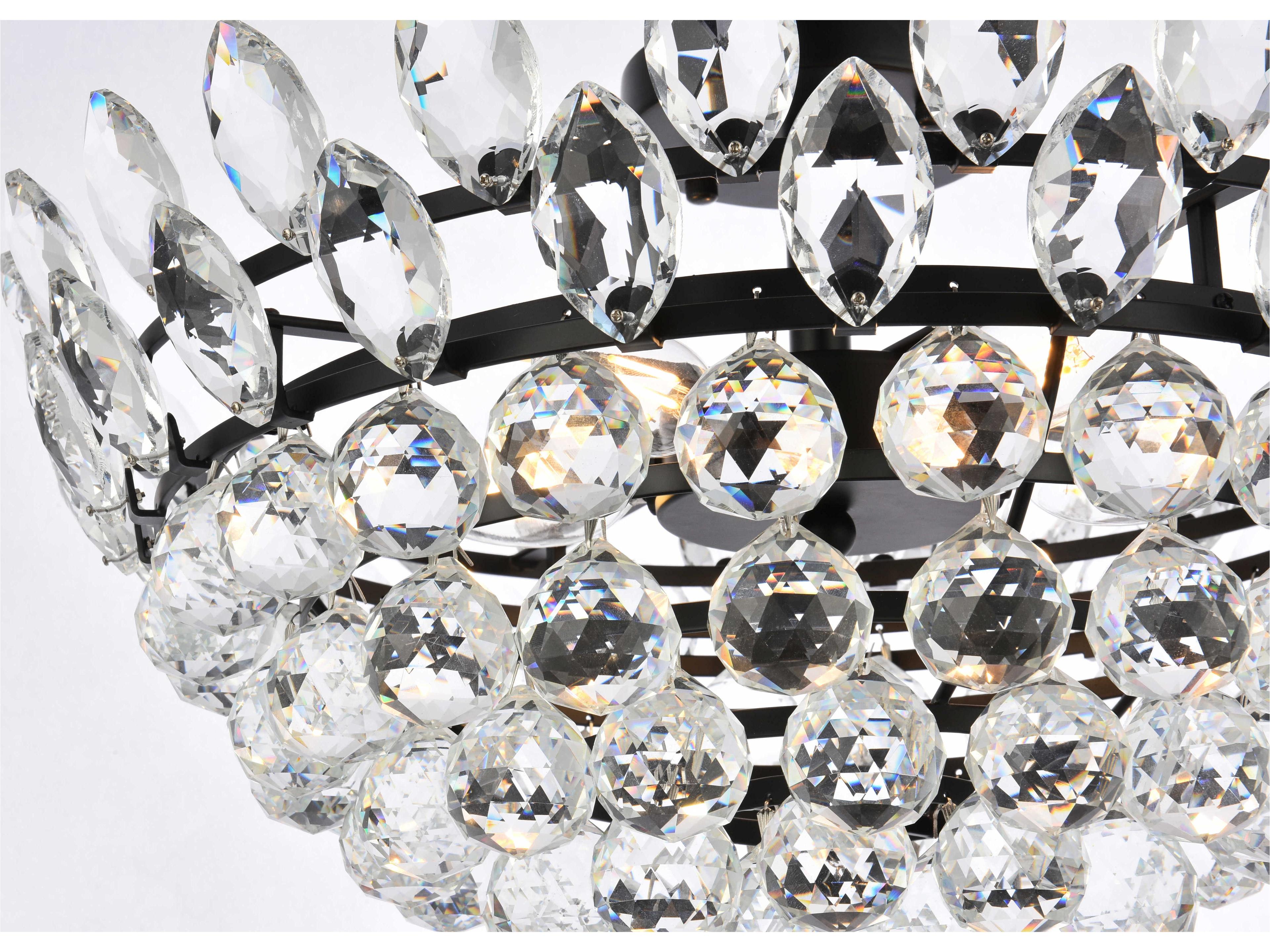 Elegant Lighting Emilia 5-Light Black Crystal Semi Flush Mount