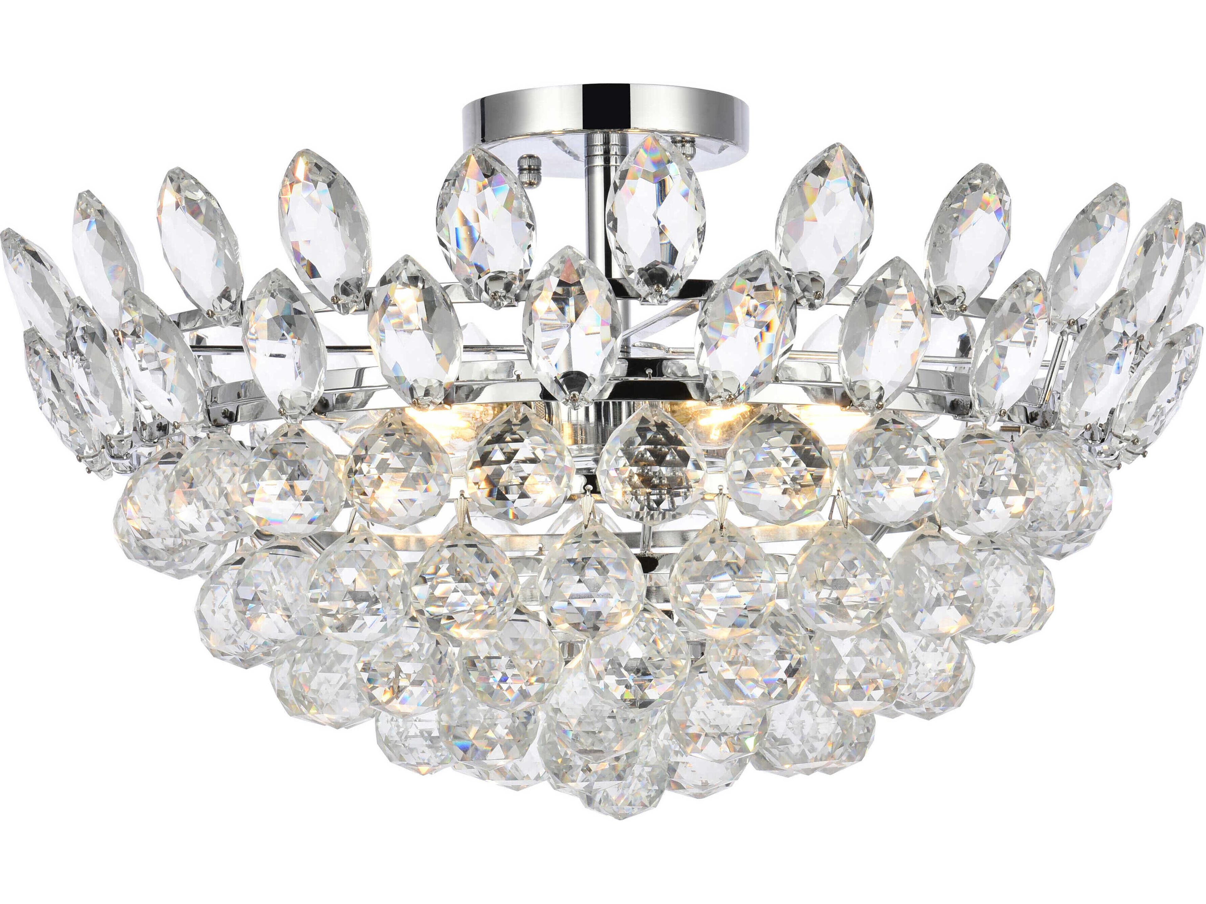 Emilia 5-Light Chrome Crystal Semi Flush Mount