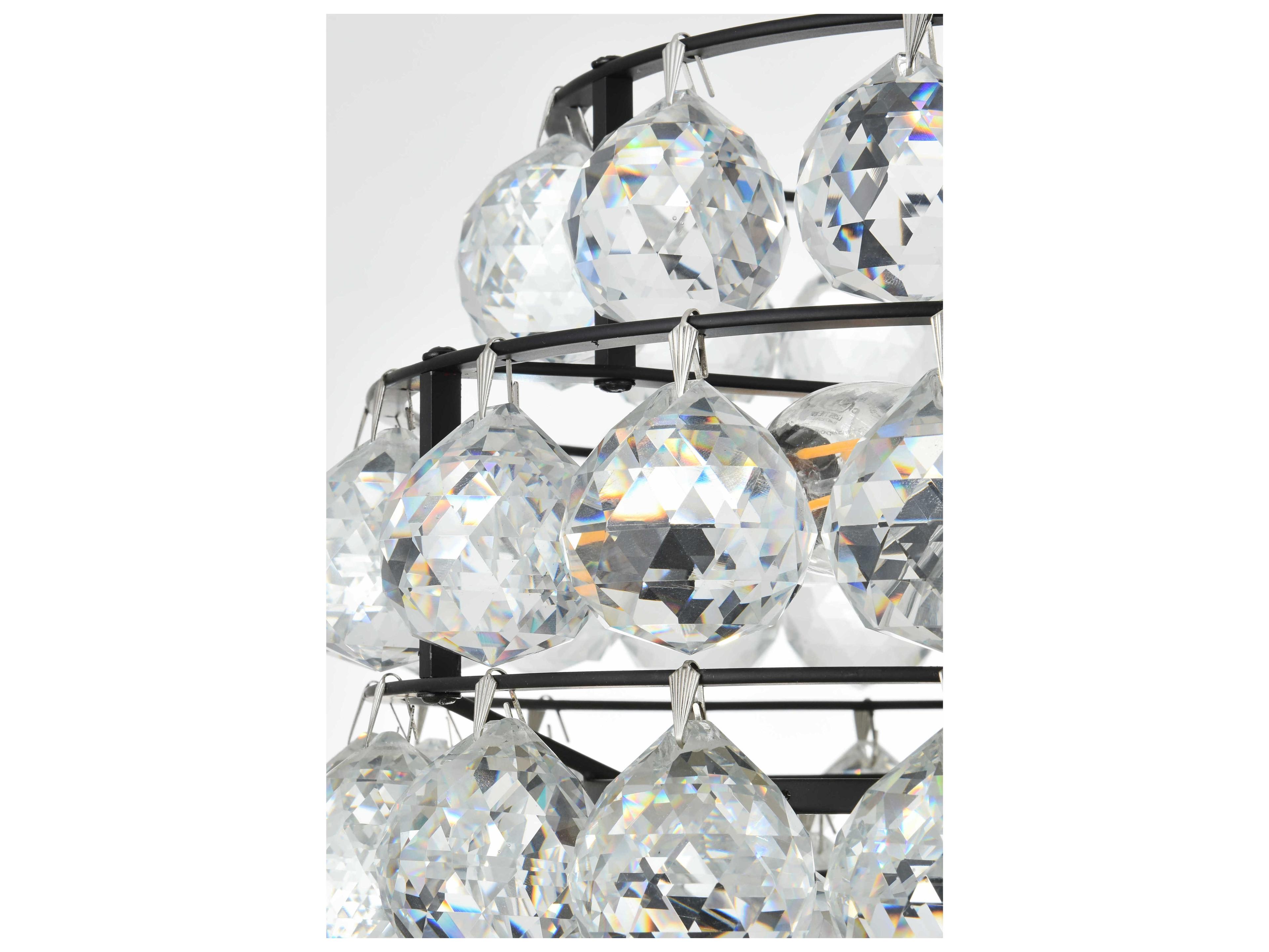 Elegant Lighting Savannah 3-Light Black Crystal Mini Pendant