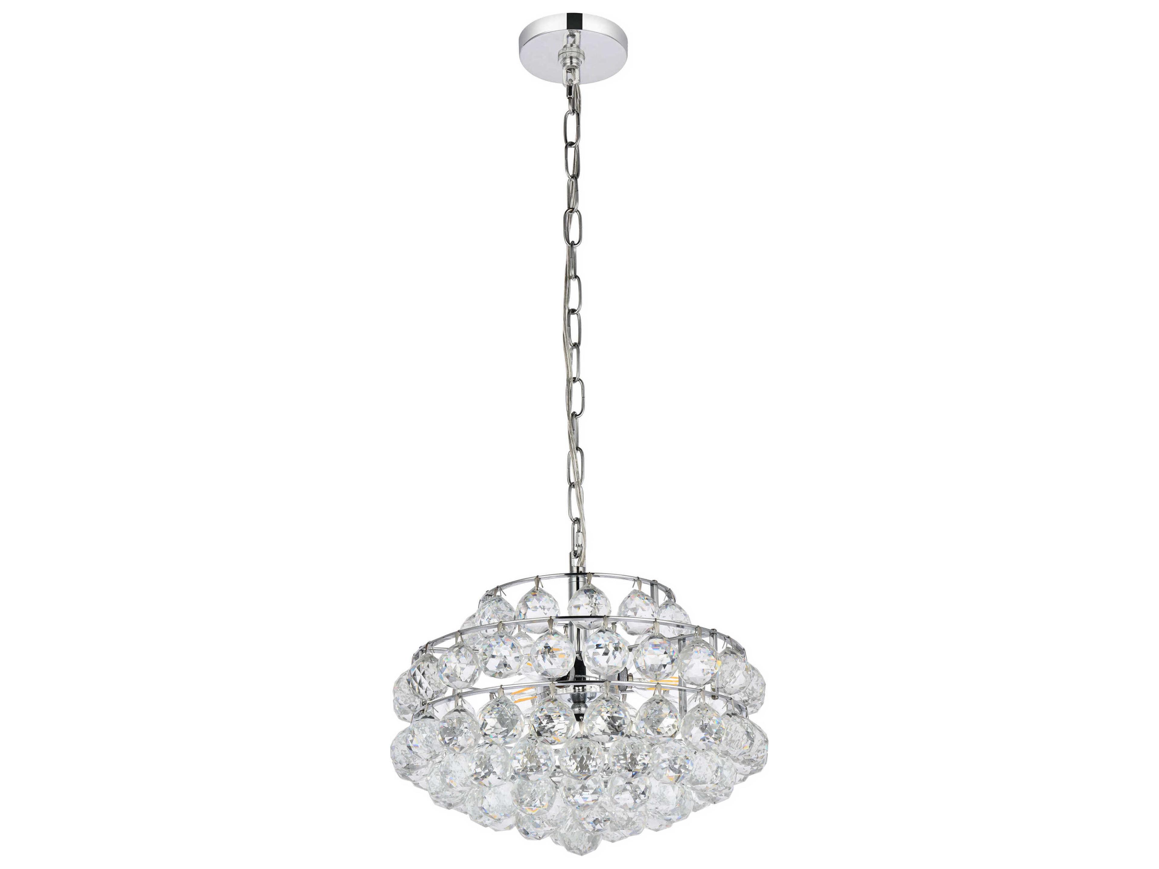 Elegant Lighting Savannah 3-Light Chrome Crystal Pendant