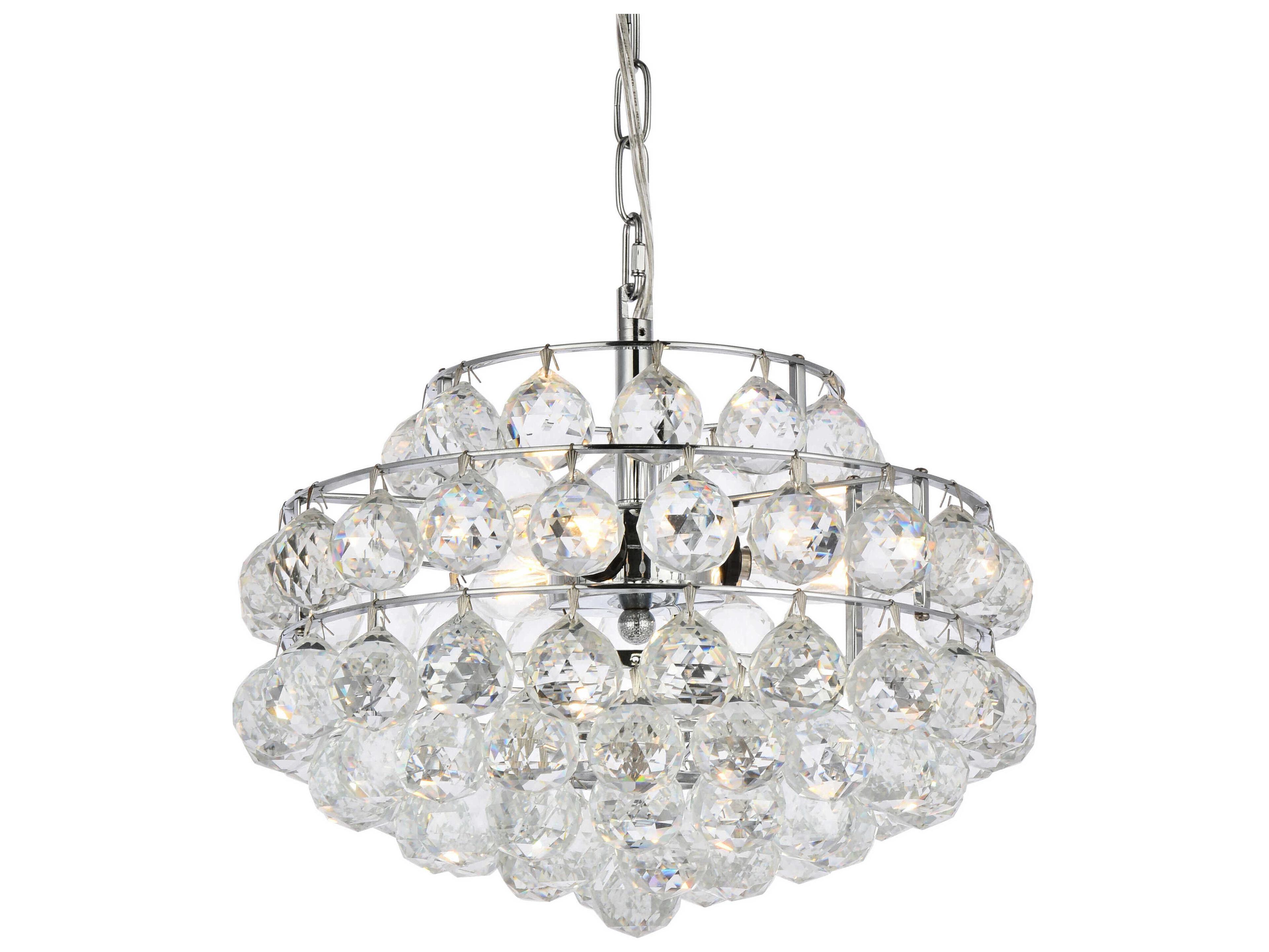 Elegant Lighting Savannah 3-Light Chrome Crystal Pendant