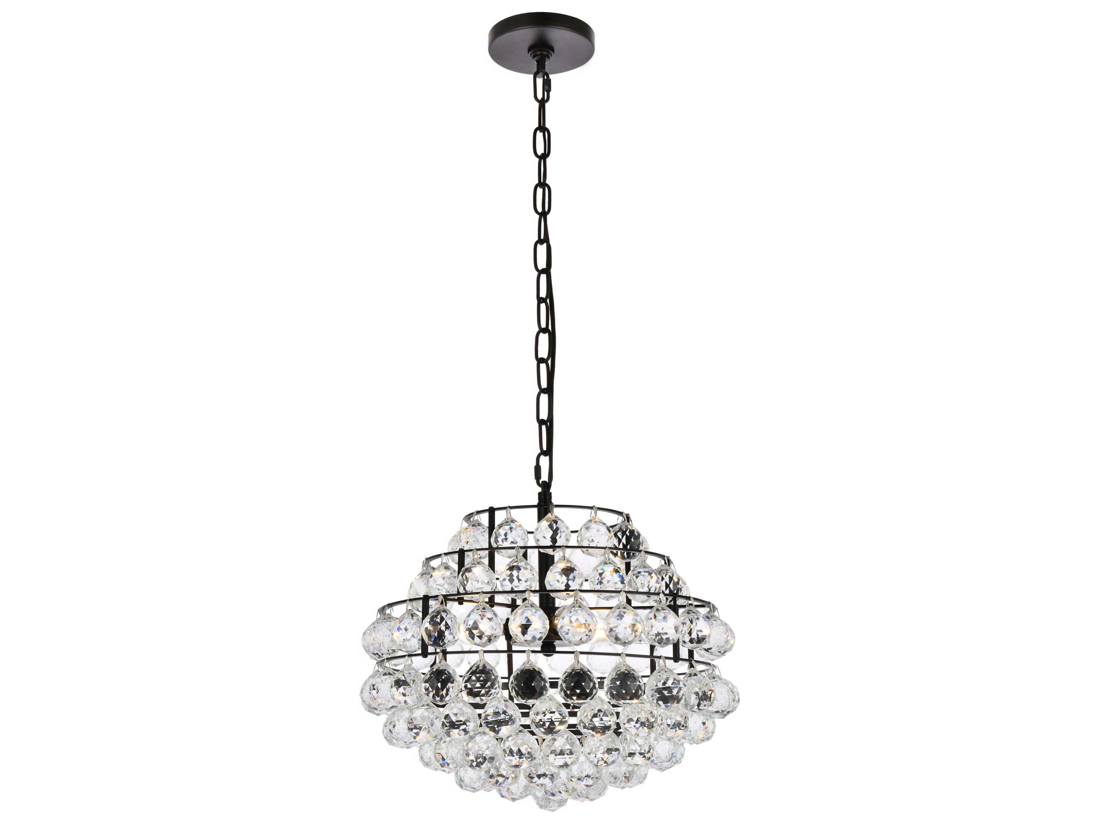 Savannah 3-Light Black Crystal Pendant