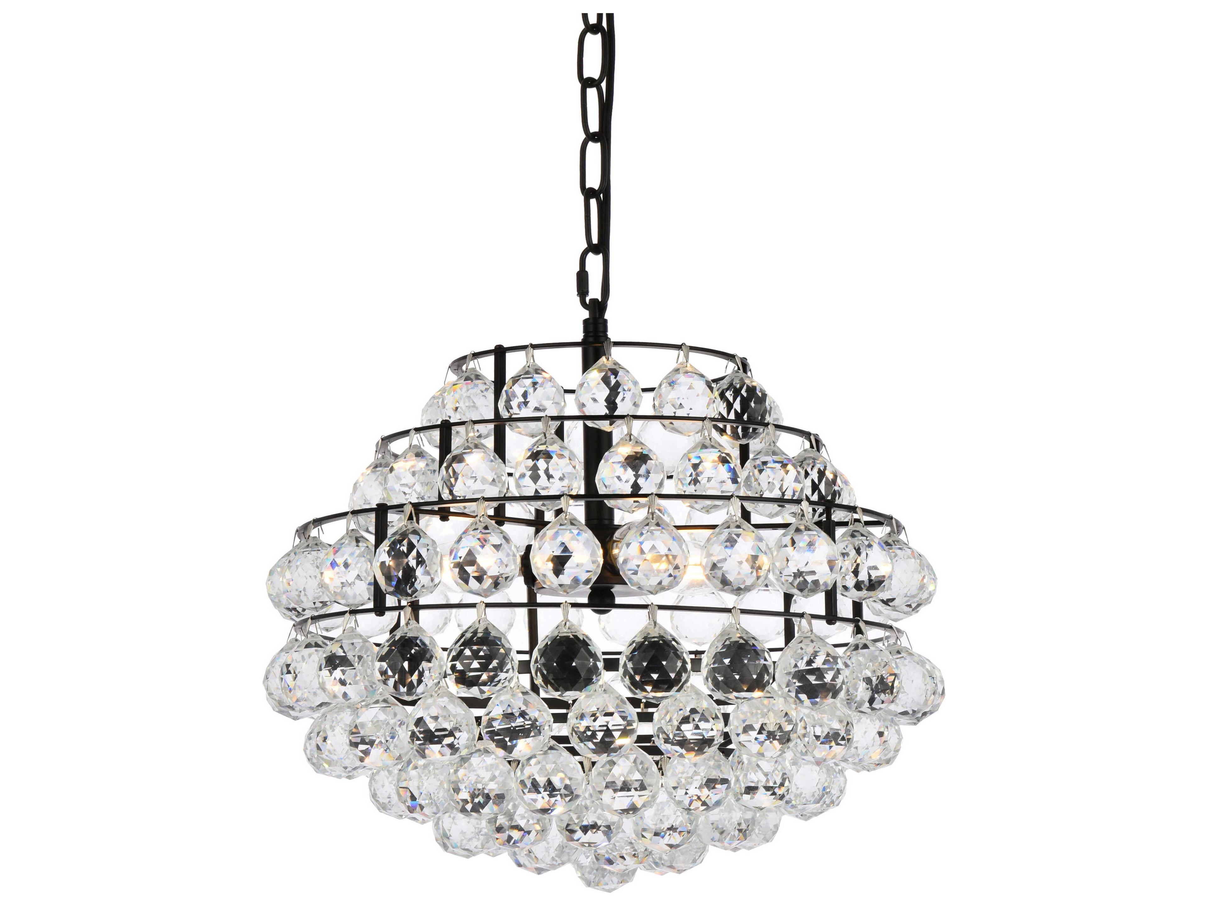 Elegant Lighting Savannah 3-Light Black Crystal Pendant