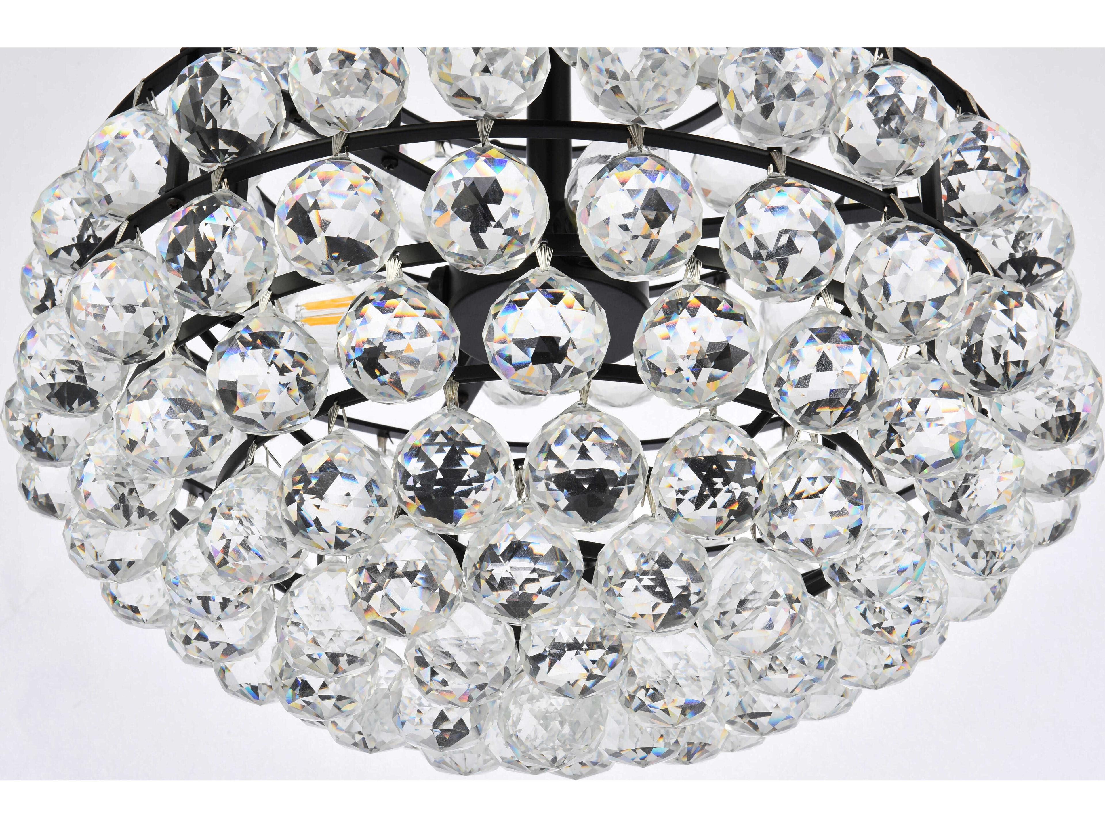 Elegant Lighting Savannah 3-Light Black Crystal Pendant